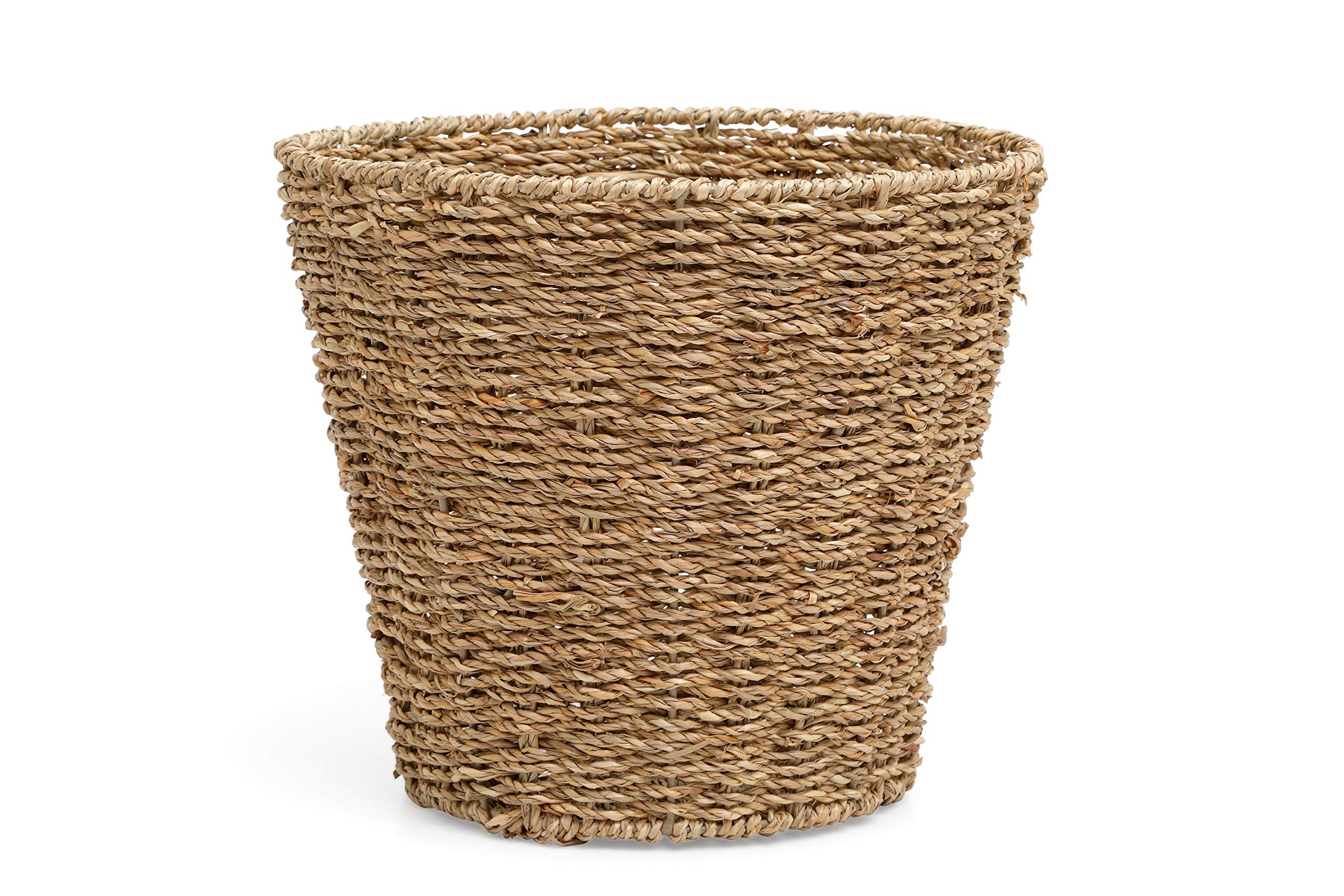 ARPAN Seagrass Waste Bin - Handwoven for Kitchen, Bedroom, Bathroom | Green | 28 x 25 cm