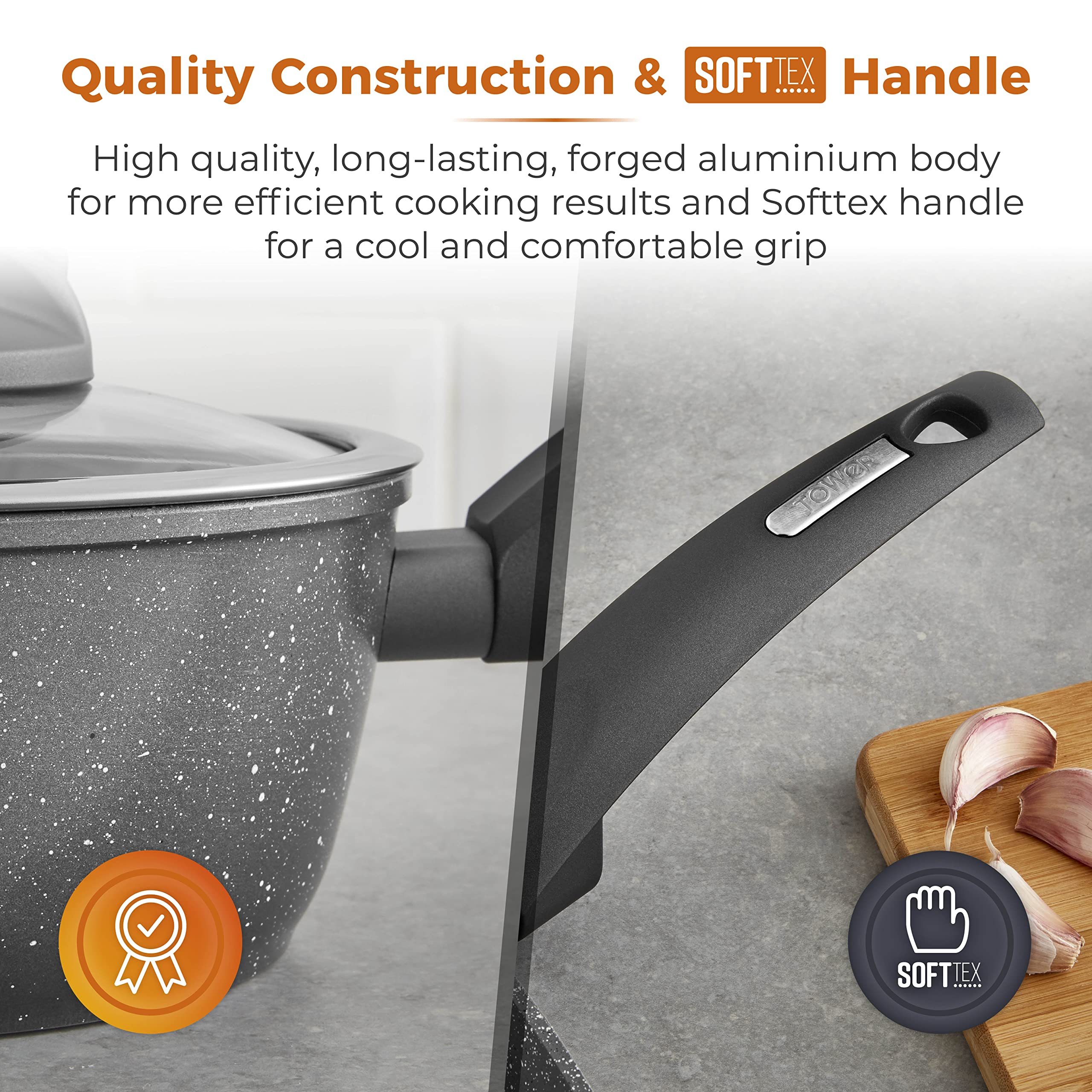 Tower T81219 Cerastone Forged Saucepan - 22cm Diameter | Non-Stick | Graphite 5