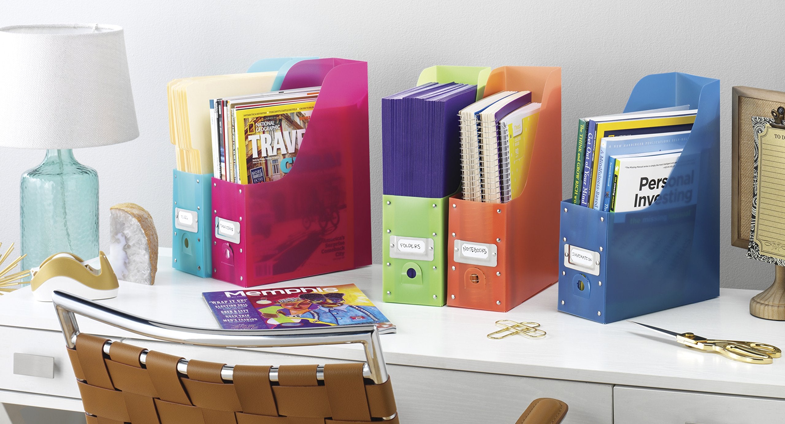 Whitmor Magazine & Newspaper Holders - Set of 5 Assorted Colors | Durable Resin Construction 2