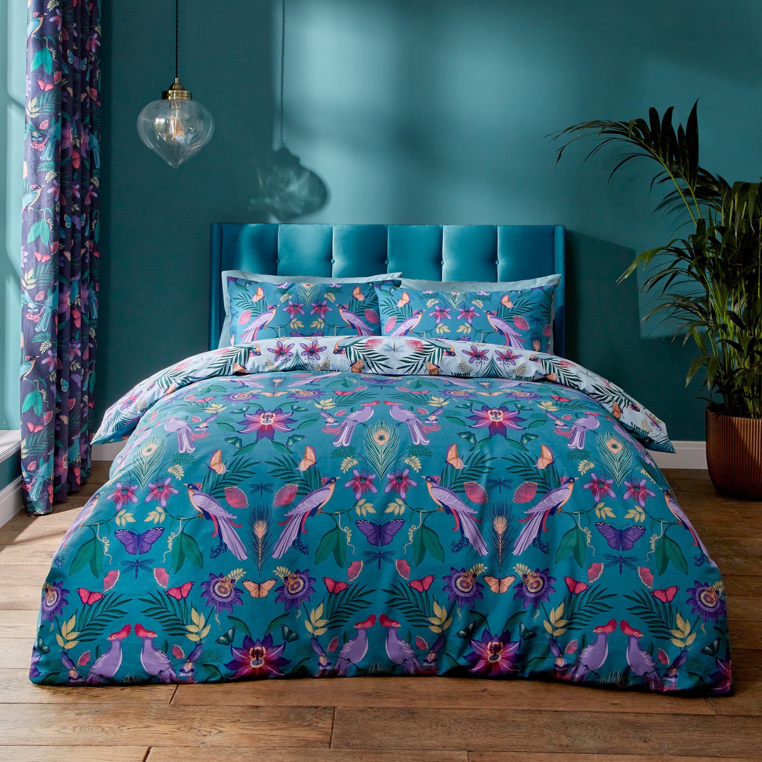 Catherine Lansfield Mya Tropical Floral Reversible King Duvet Cover Set | 52% Poly 48% Cotton 2