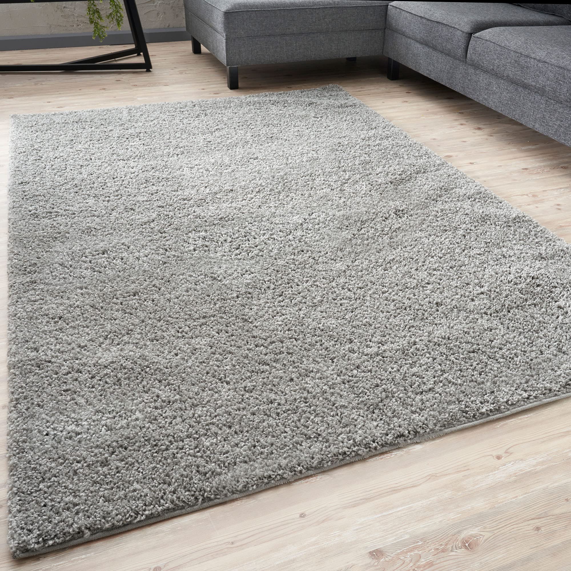 THE RUGS Shaggy Area Rug - Soft Polypropylene | 60 x 110 cm Grey | Oeko-Tex Certified 1
