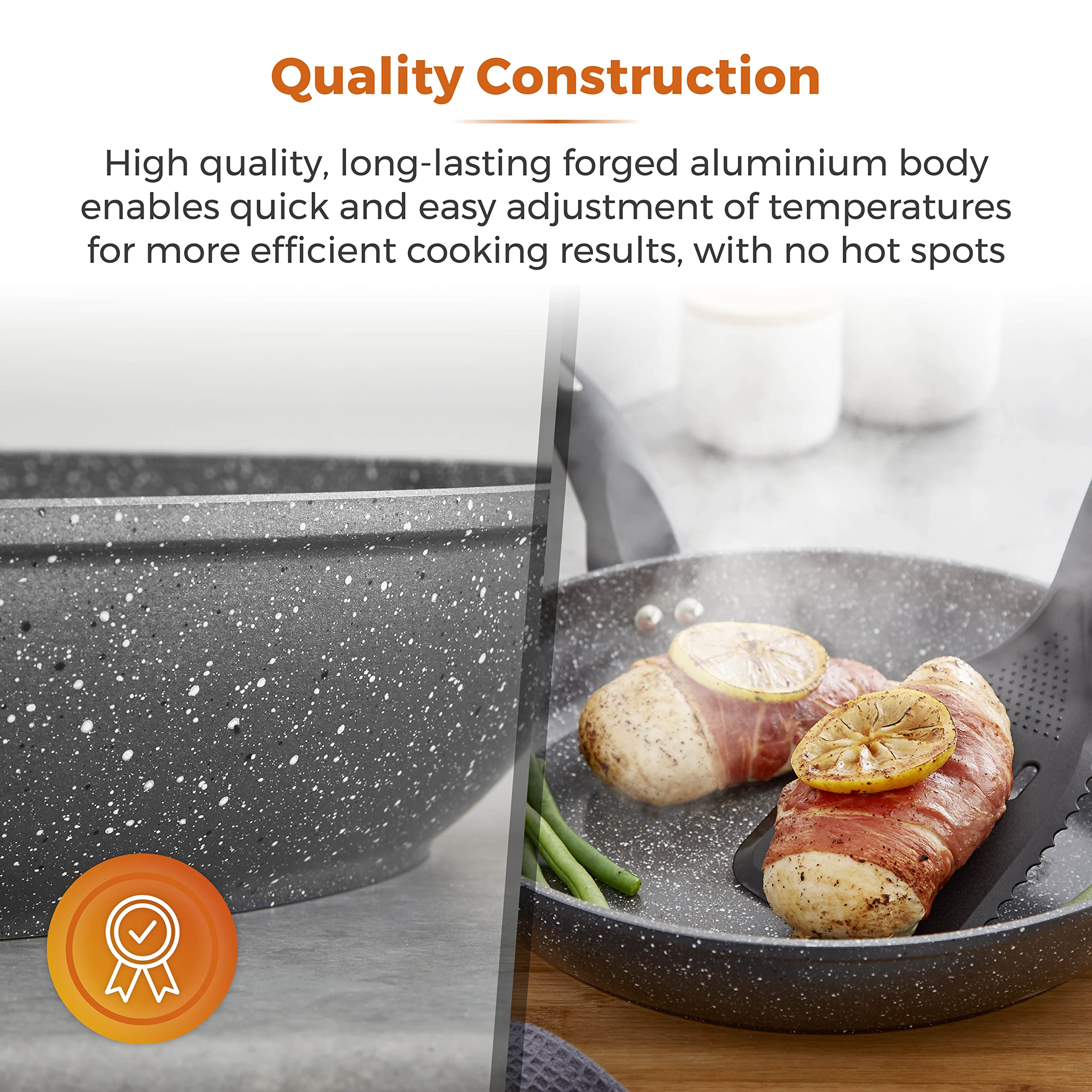 Tower T81242 Cerastone Induction Frying Pan - 5x Stronger Non-Stick | 28 cm | Graphite 5