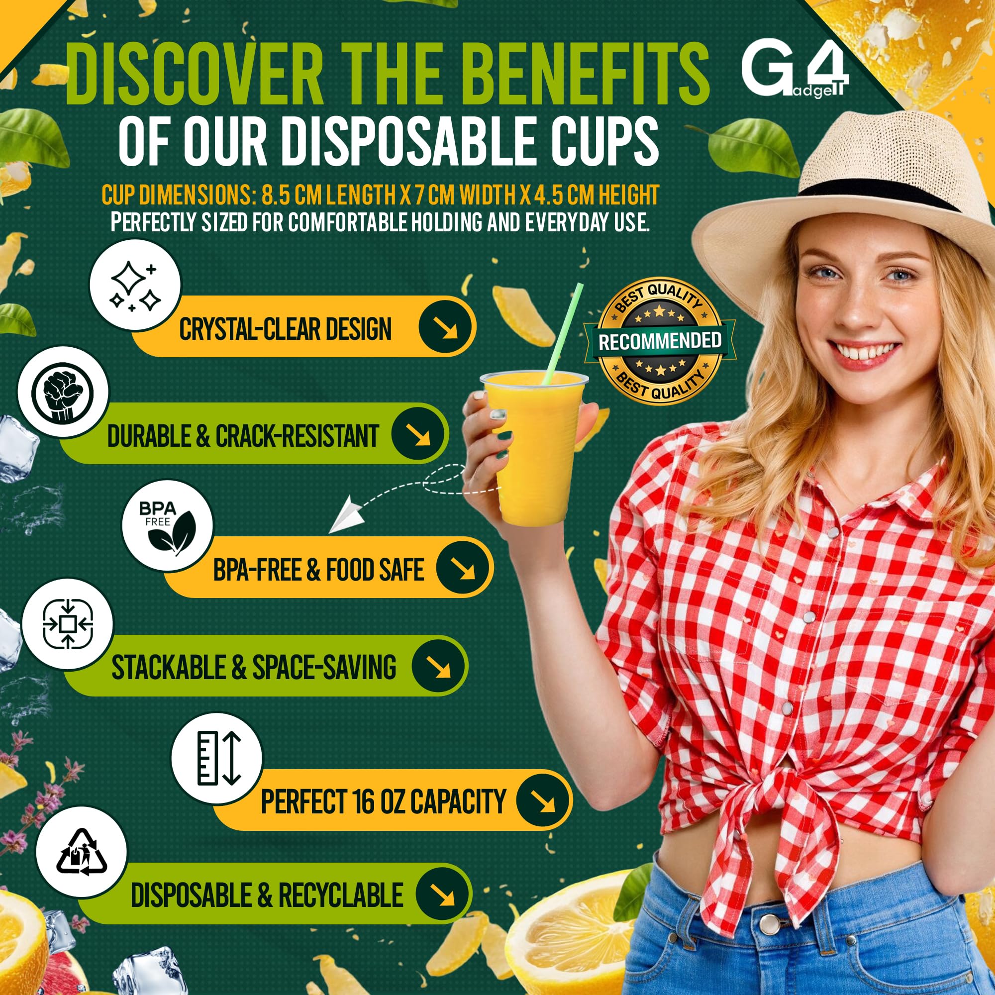 G4GADGET 50 Pack Plastic Disposable Cups - 180ml Clear Drinkware for Home & Office Use 5