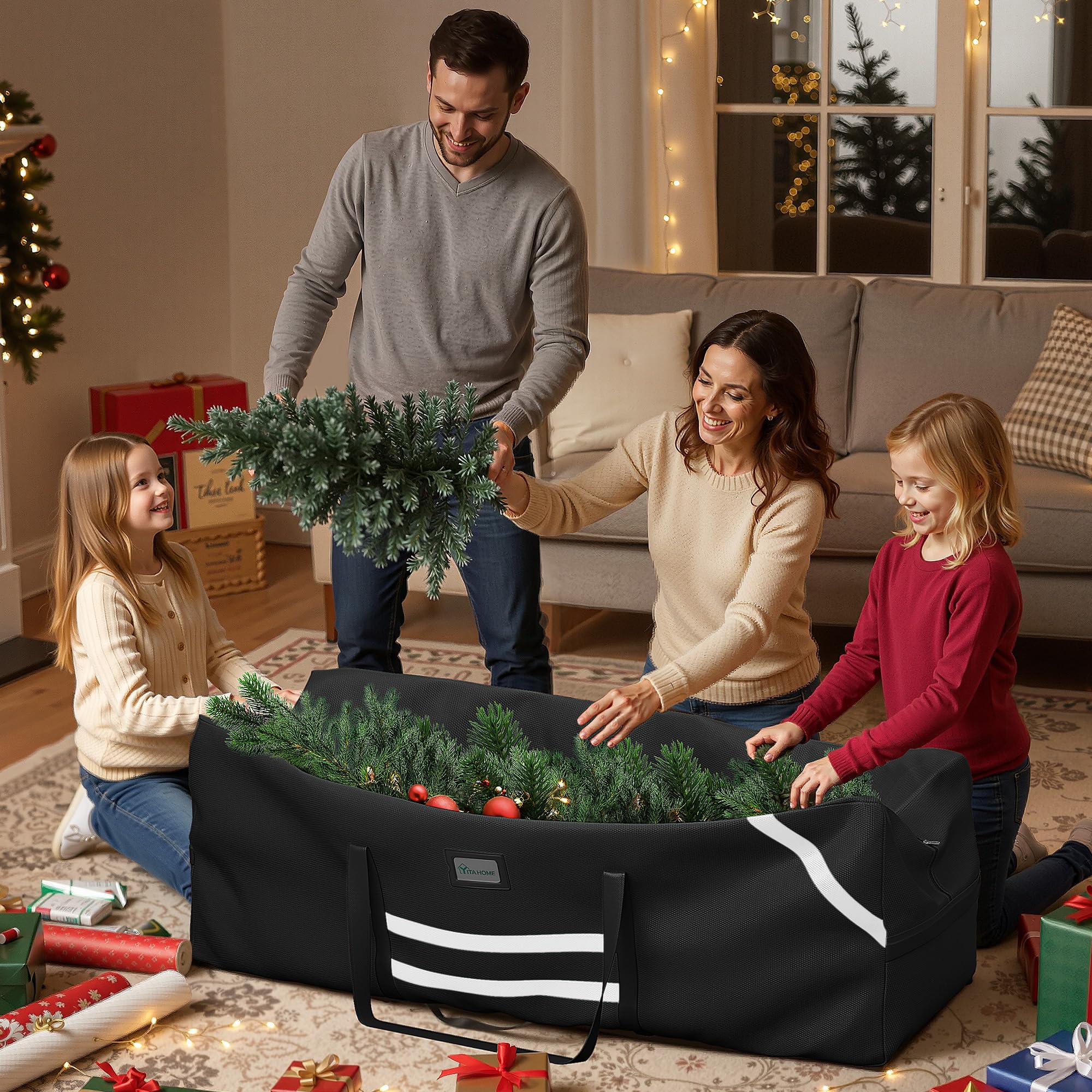 YITAHOME Artificial Christmas Tree Storage Bag | Fits Up to 9 ft Trees | Waterproof Oxford | Black 4