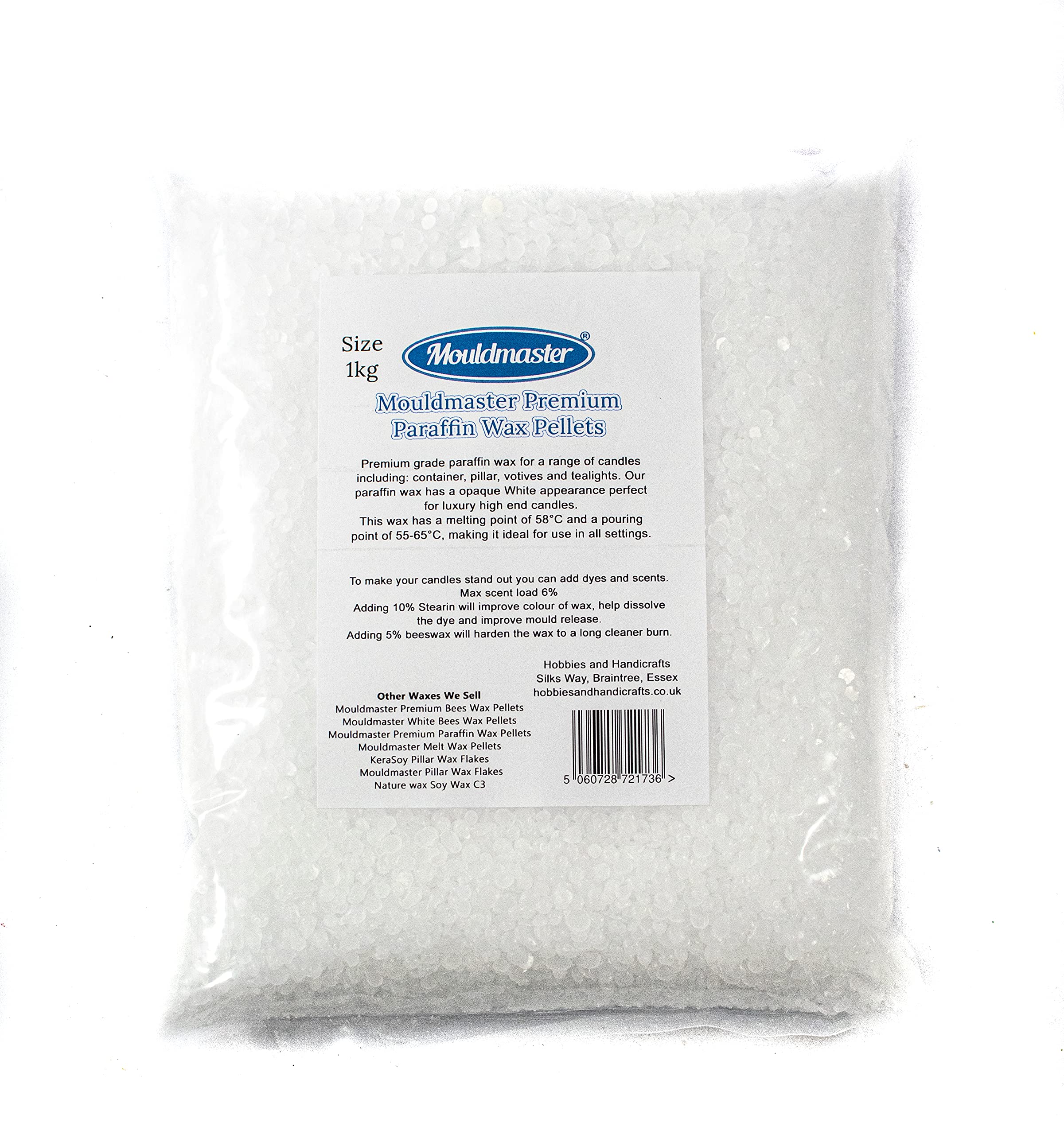 Mouldmaster Paraffin Wax - Traditional Candle Making | Translucent | 1kg 1