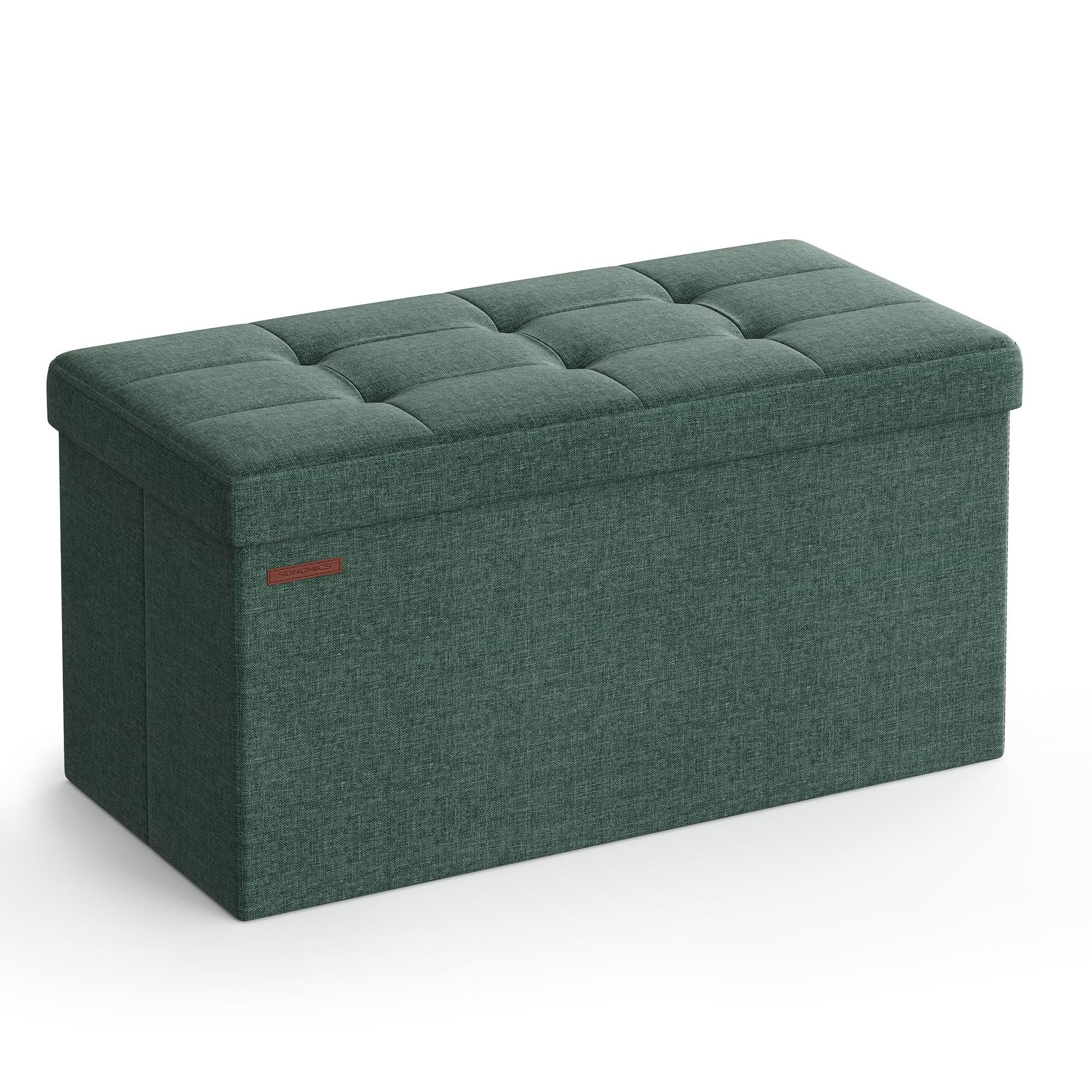 SONGMICS MAZIE Storage Ottoman Bench - 76 cm Wide | Retro Green | 300 kg Load Capacity 1