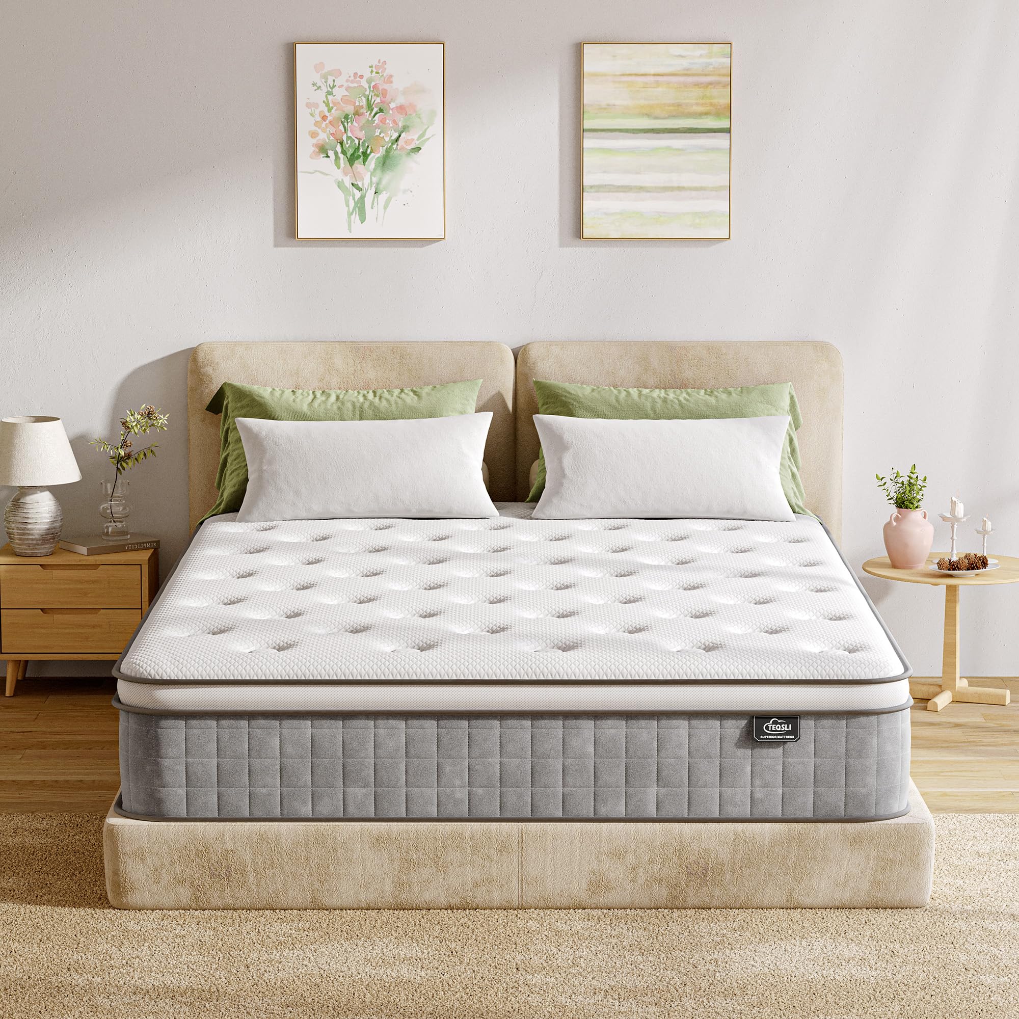 TeQsli 10 Inch 7-Zone Orthopaedic Double Mattress | Gel Memory Foam & Pocket Spring 2