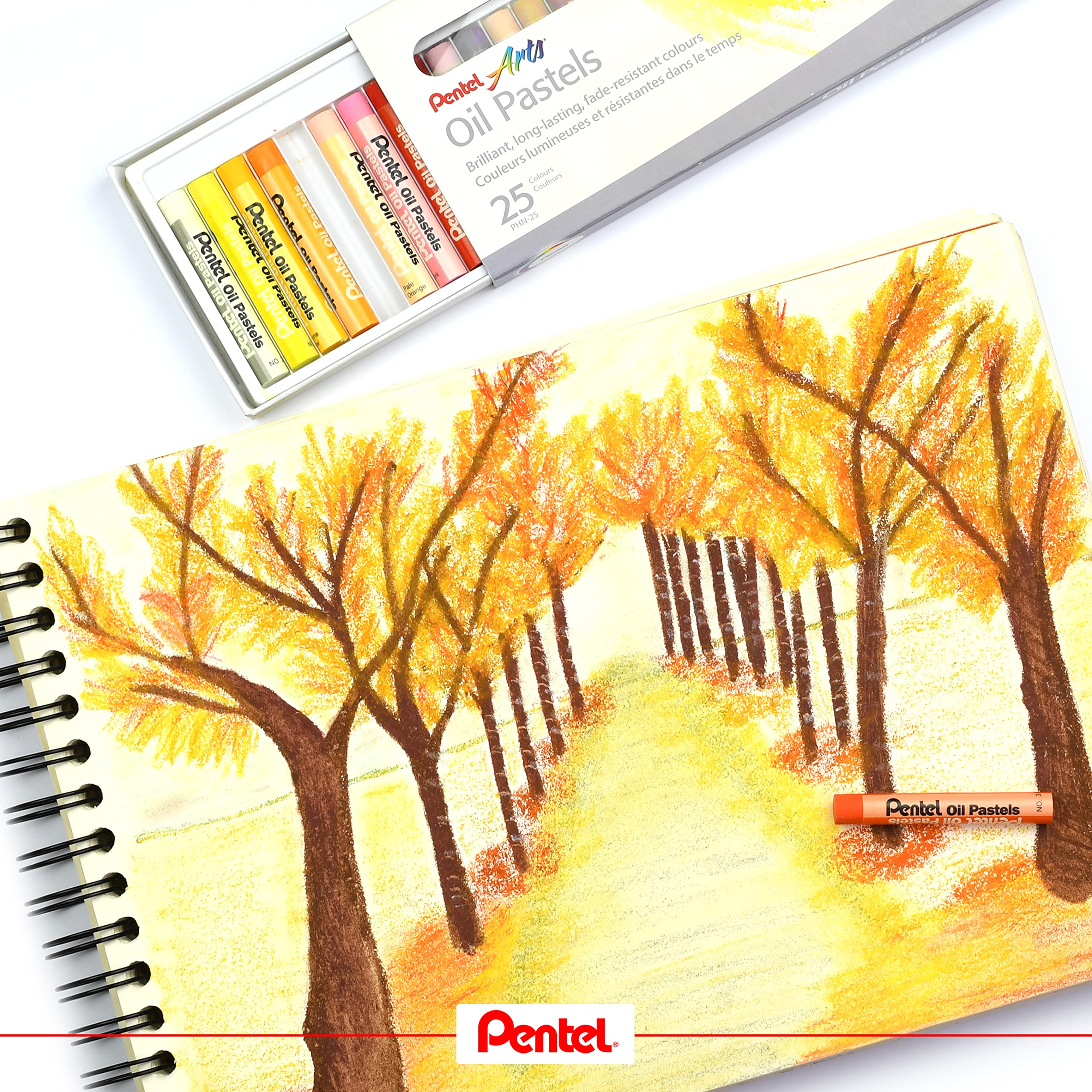 Pentel Arts Oil Pastels - Brilliant Fade-Resistant Colours | Pack of 25 Sticks 5