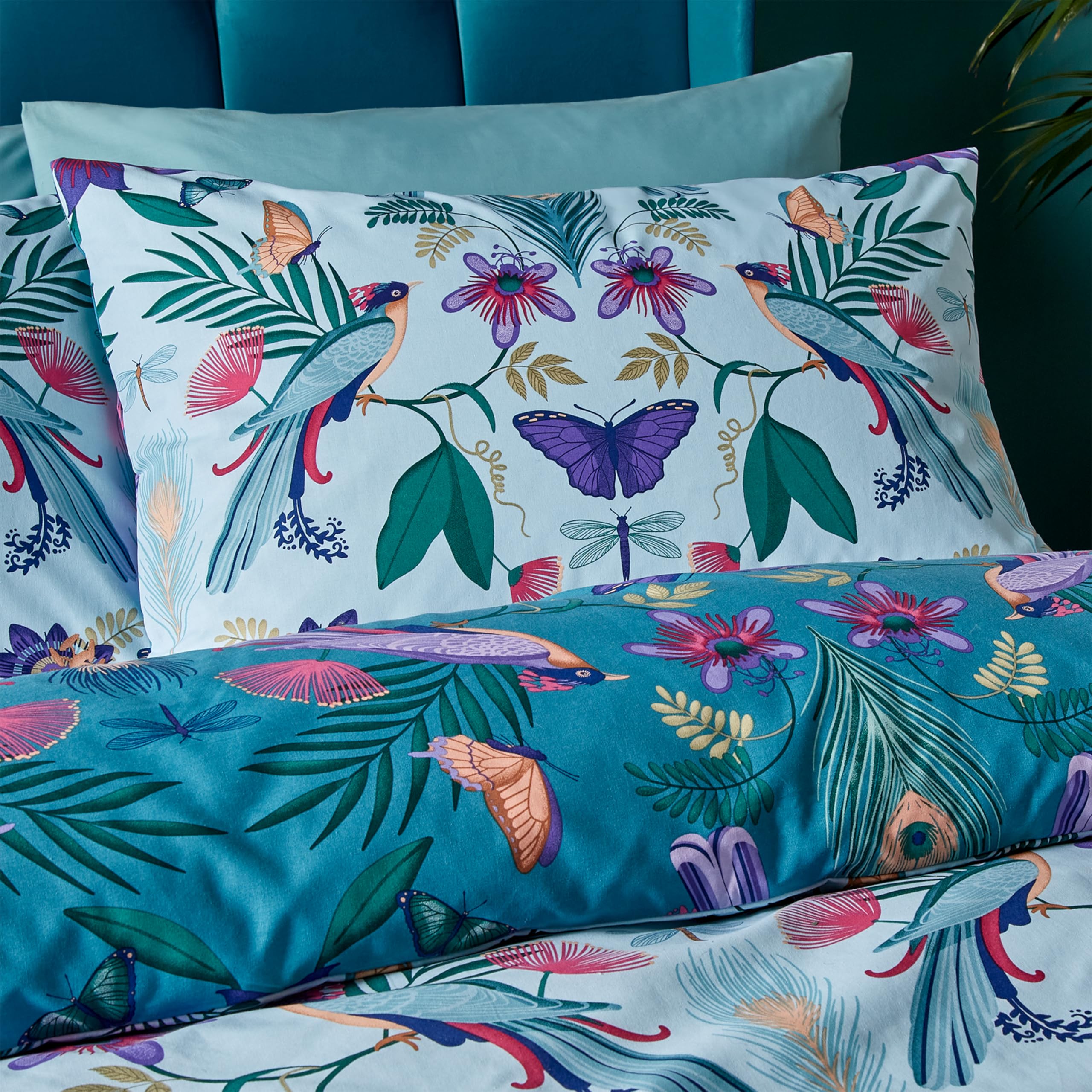 Catherine Lansfield Mya Tropical Floral Reversible King Duvet Cover Set | 52% Poly 48% Cotton 3