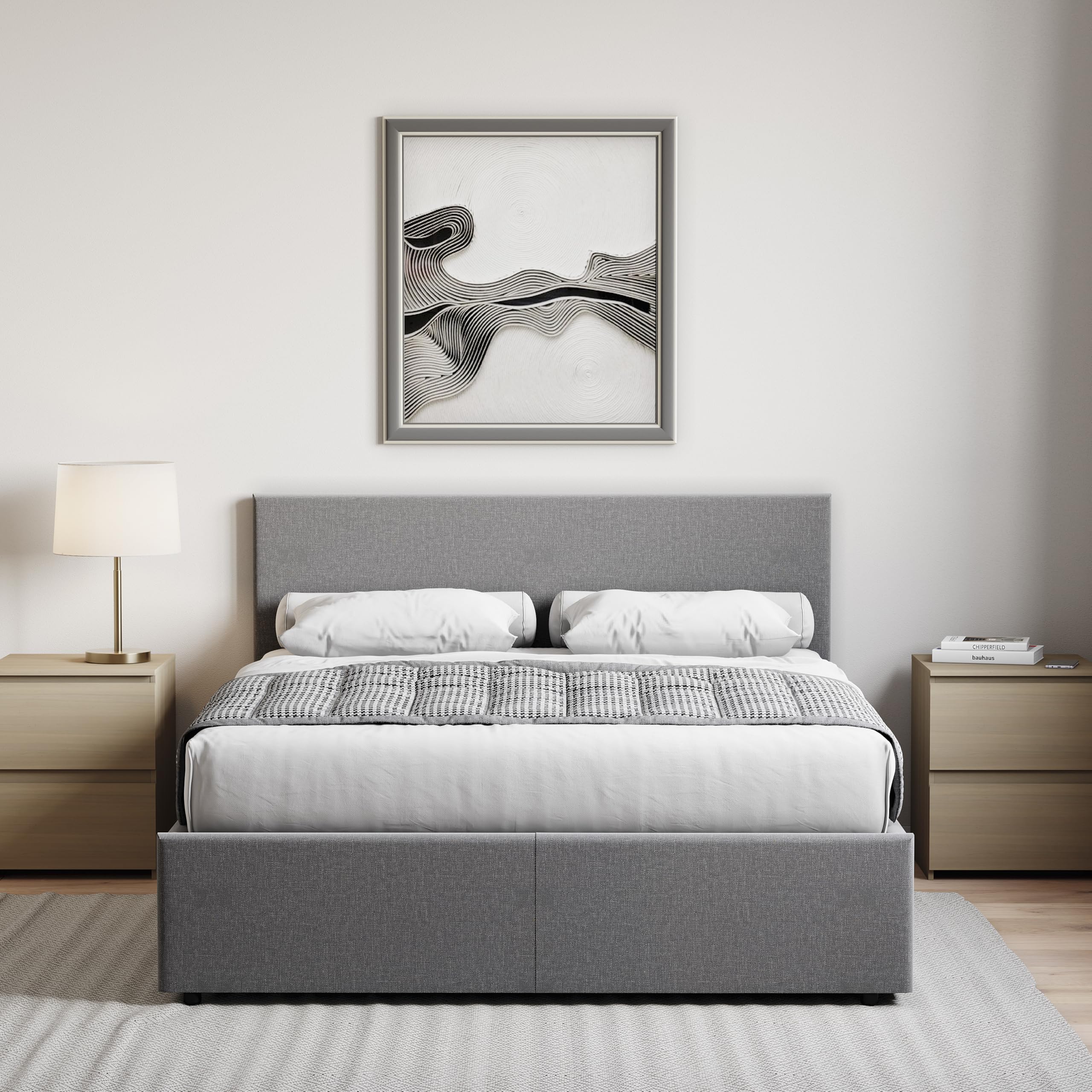 Vida Designs Veronica King Size Ottoman Bed Frame - Dark Grey Linen | 5 FT Storage Lift 2