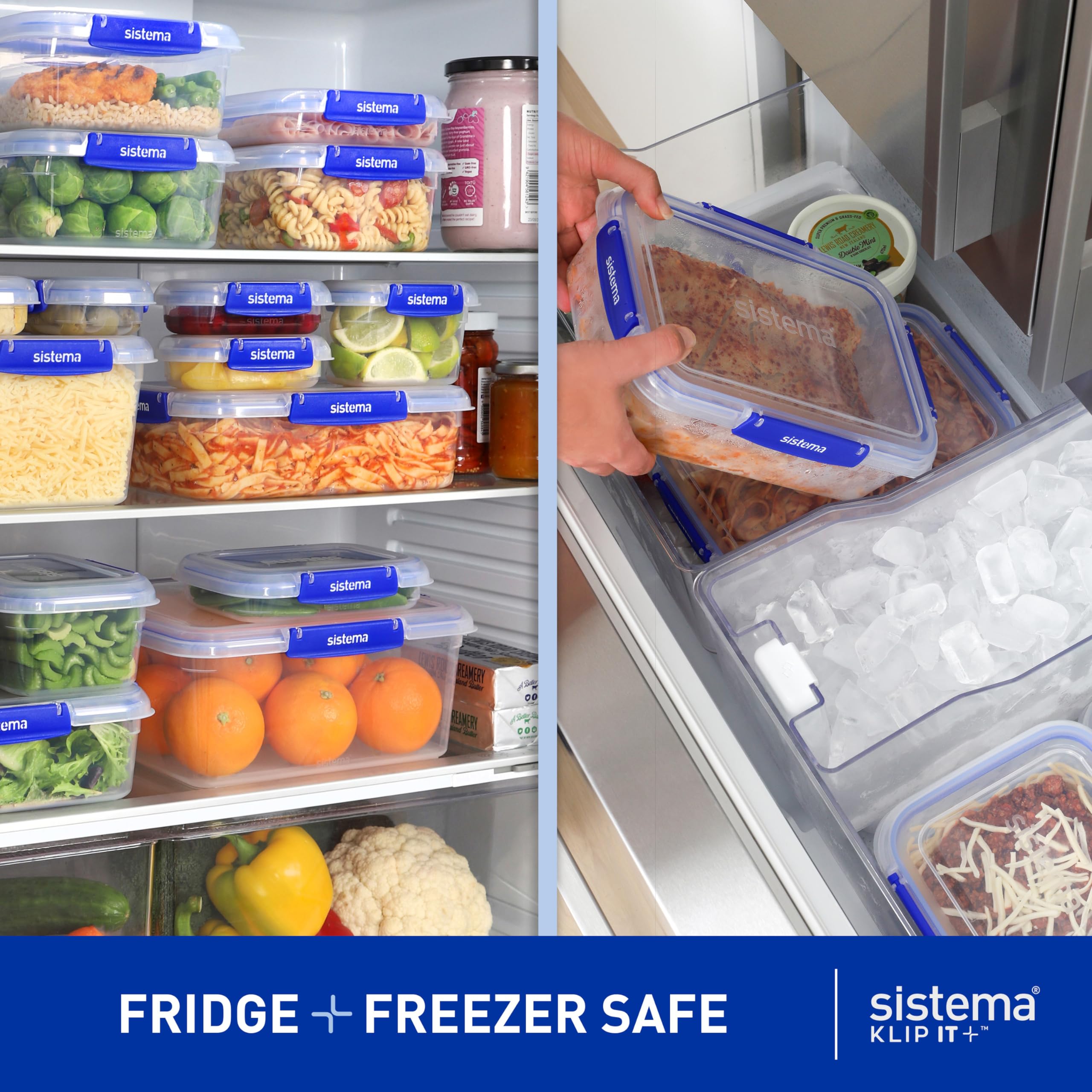 Sistema KLIP IT PLUS Food Storage Container - 7.5L Rectangle | Stackable Airtight Fridge/Freezer Box | BPA-Free Plastic 5