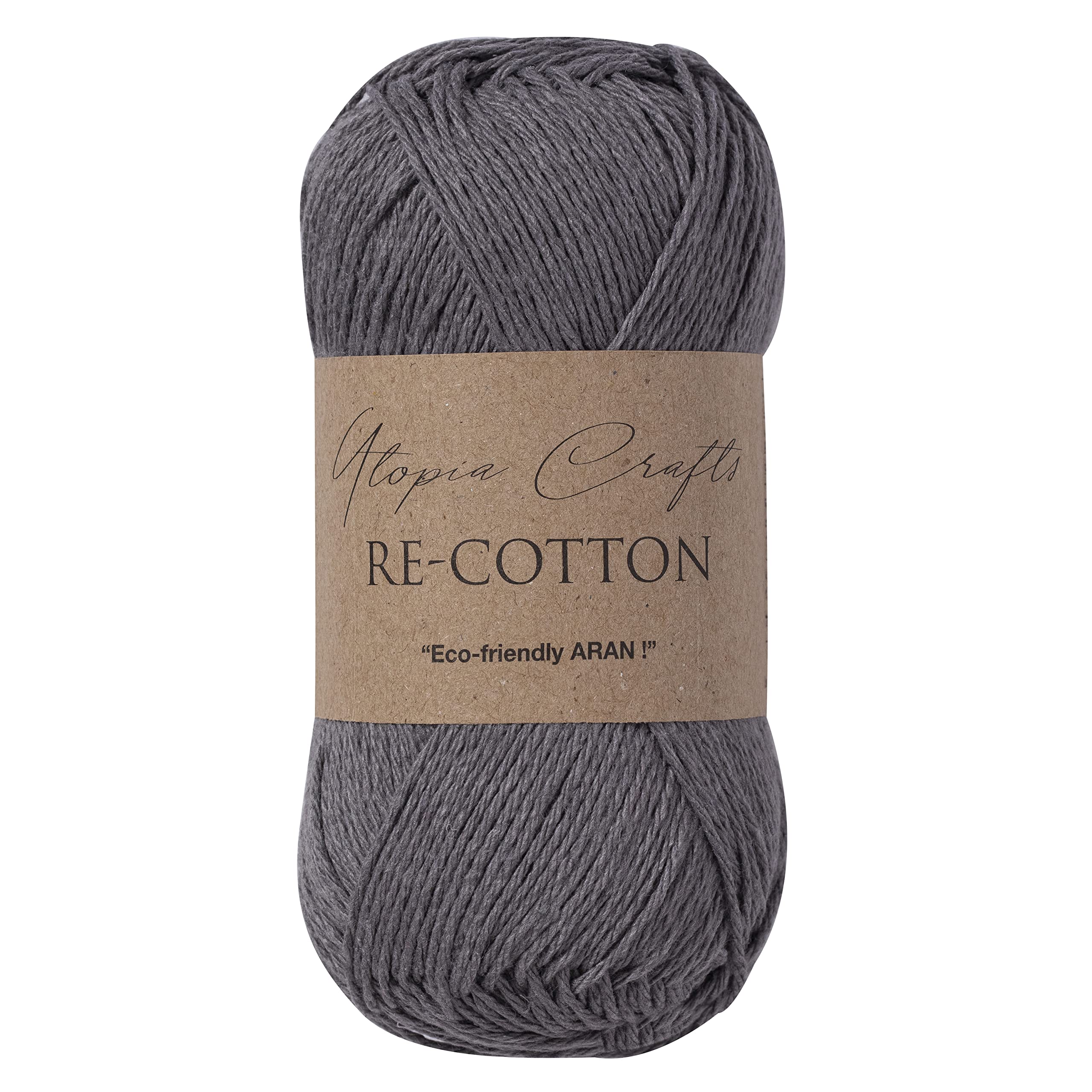 Utopia Crafts Re-Cotton DK Knitting Yarn - Storm Grey | 100g | 2mm Thickness | Oeko-Tex Certified 2
