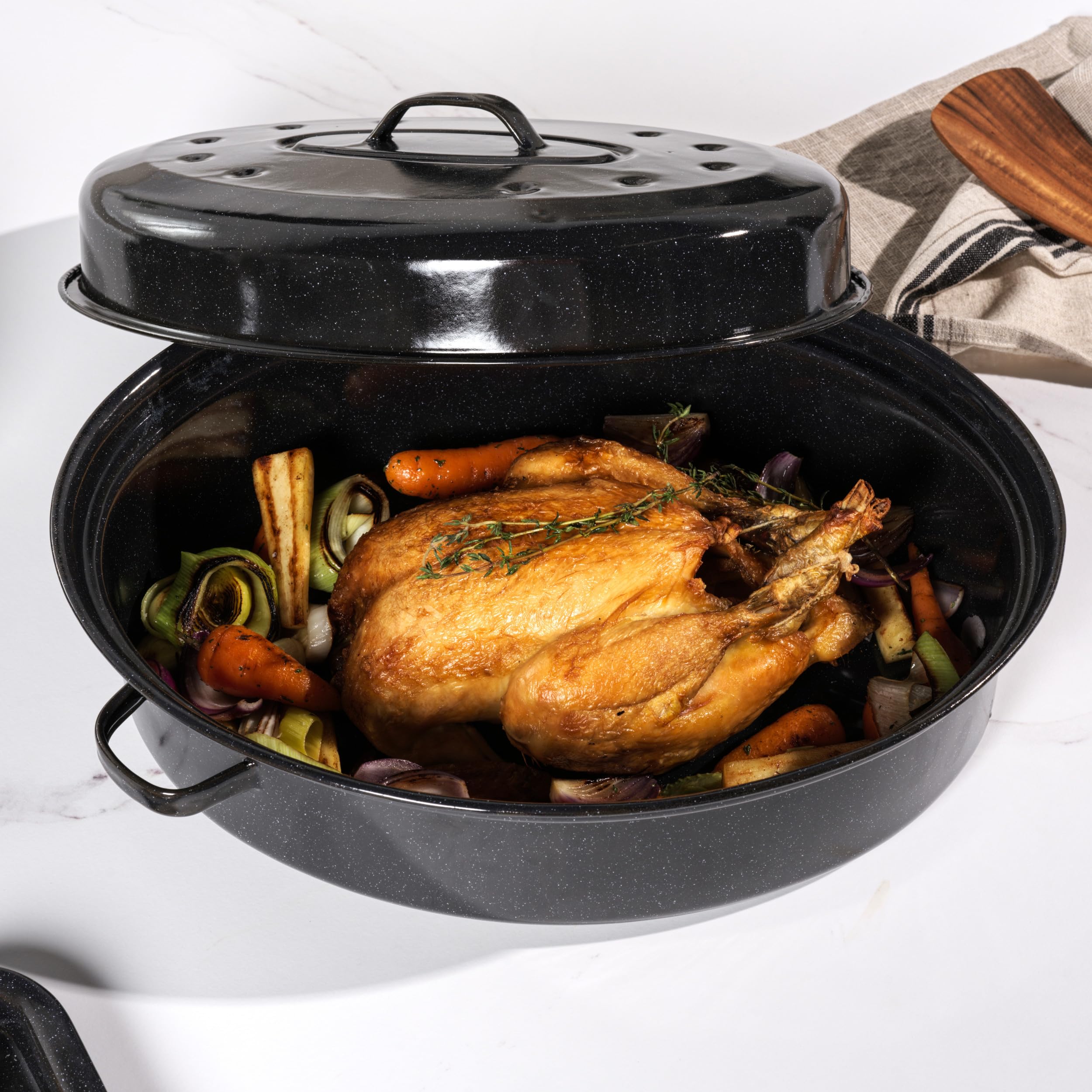 Salter Self-Basting Roaster - 38cm Oval, PFAS-Free Vitreous Enamel, Oven Safe to 230°C 4