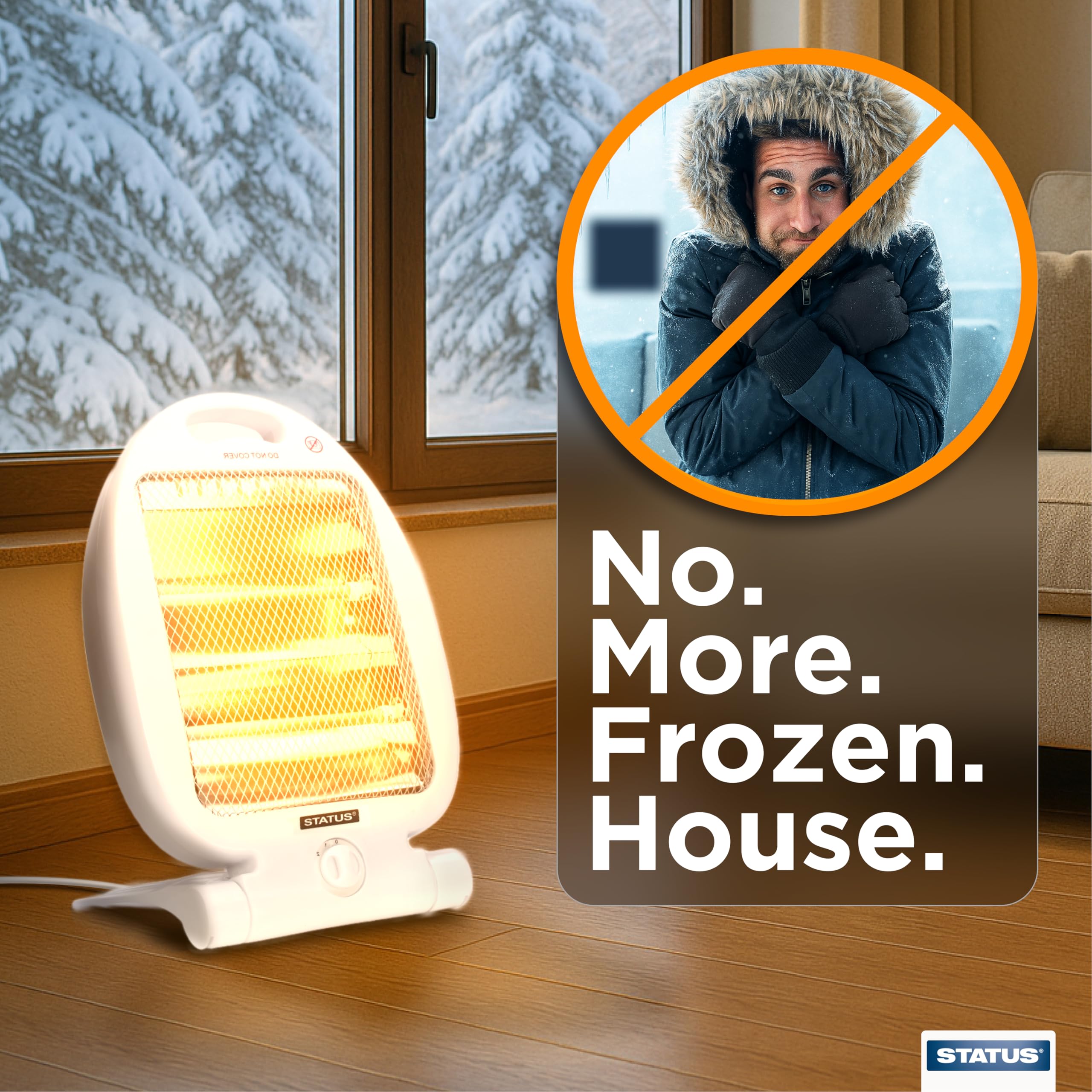 Status Quartz Heater - 800W Infrared Portable Heater with 2 Heat Settings | Lightweight 3