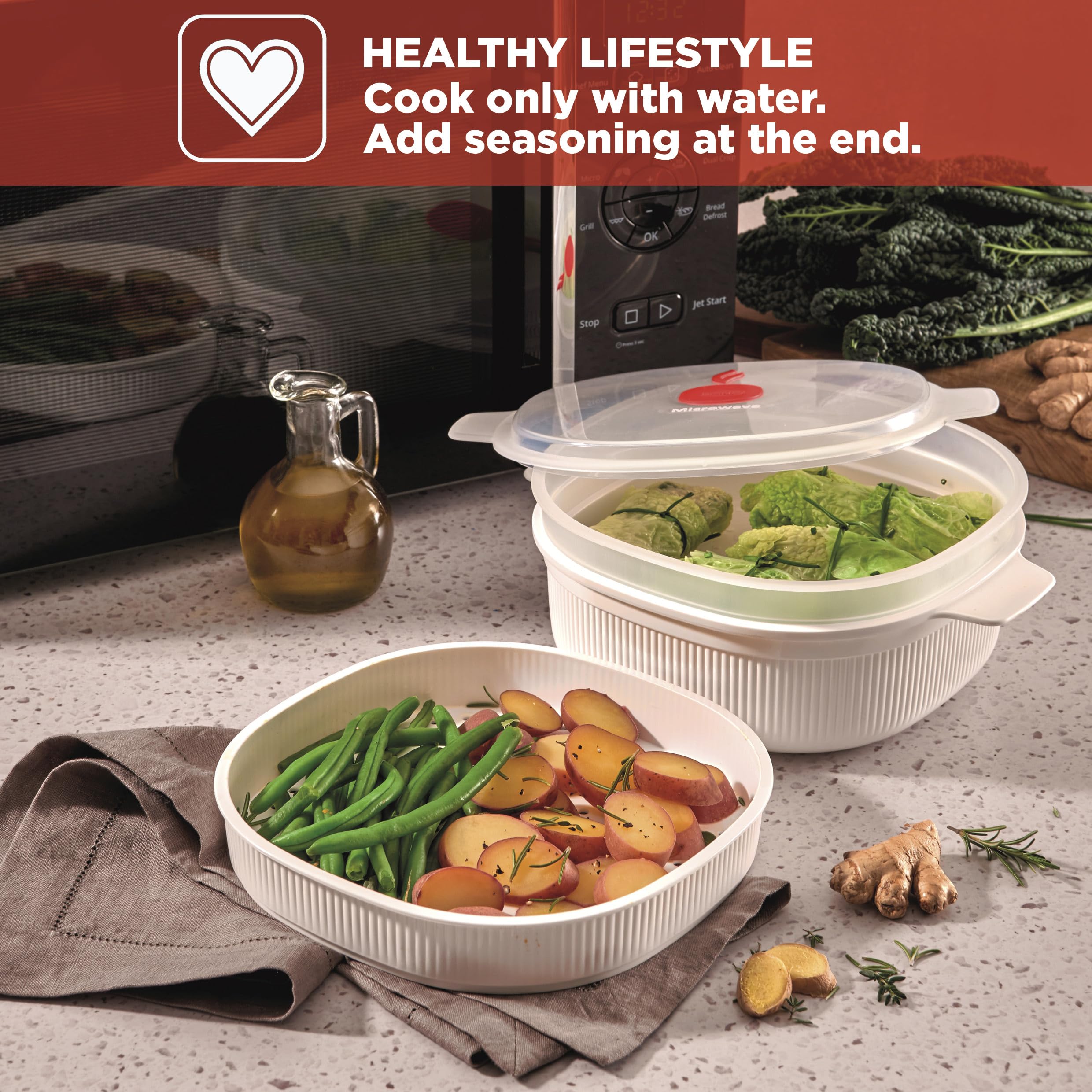 Snips Microwave Steamer with 2 Trays - 4L Capacity, BPA-Free, Made in Italy 4