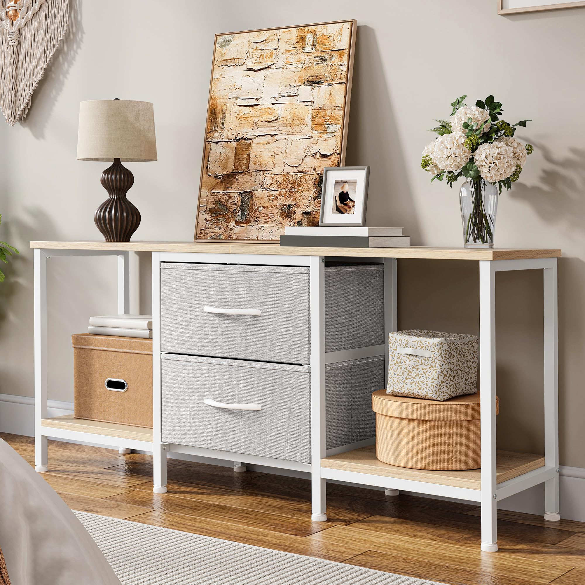 YITAHOME TV Stand for Up to 47 Inch TV | 110cm Length | 2 Fabric Drawers 7
