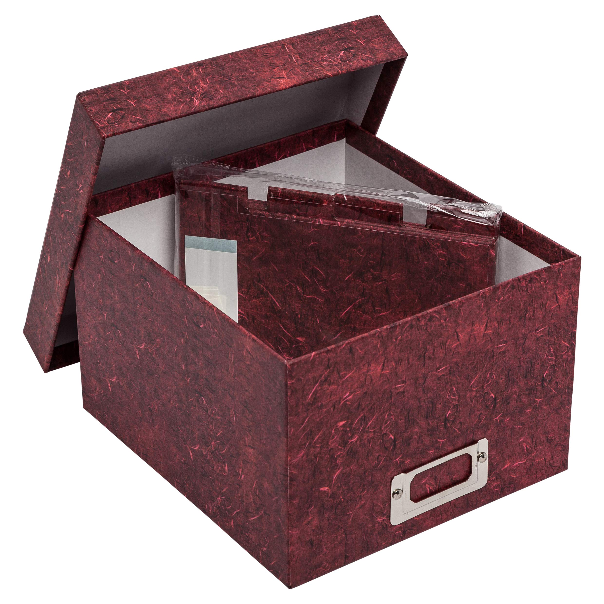 Hampton Frames Photo Storage Box - Holds 700 5x7 Photos | Red Marble Effect | Acid/Lignin Free 3