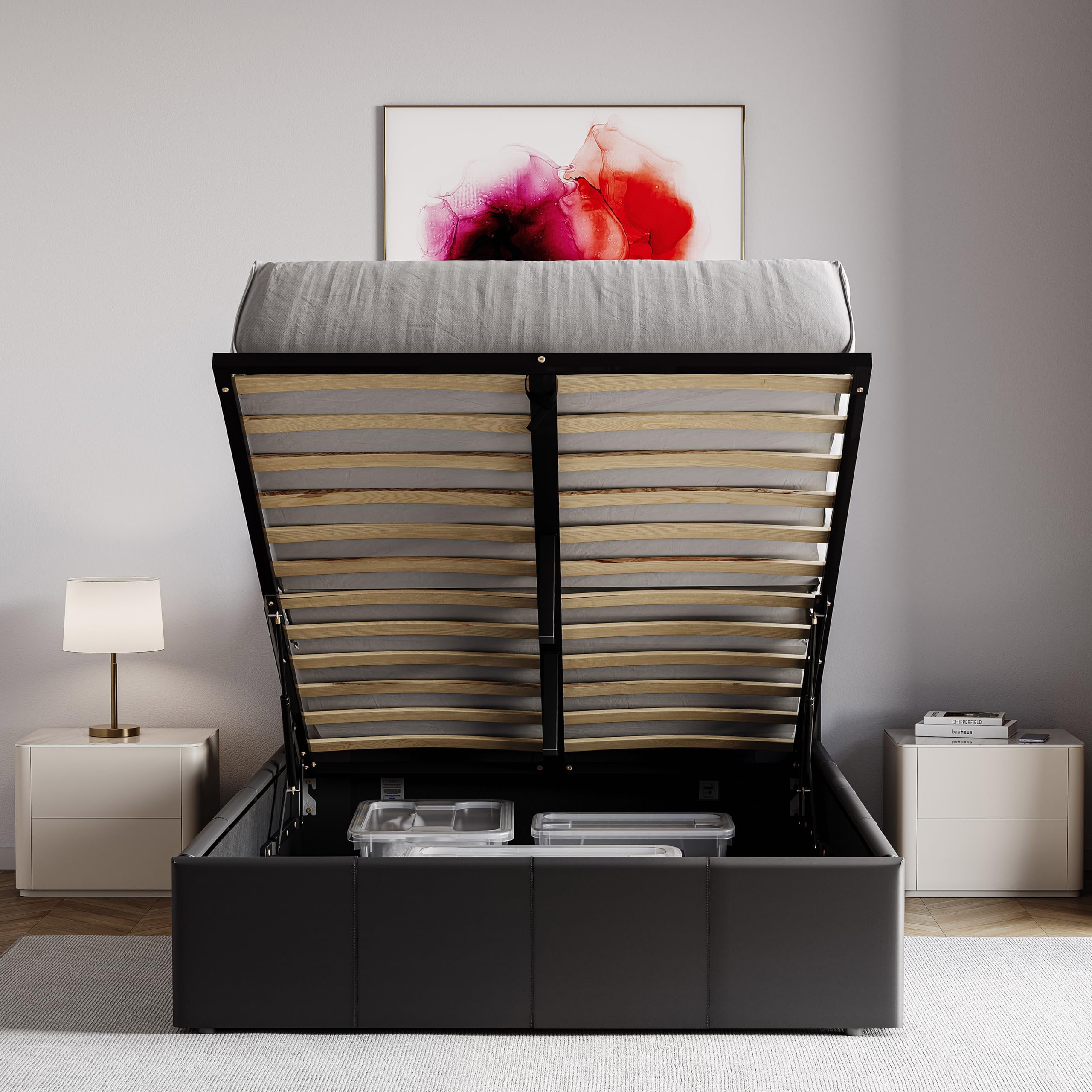Vida Designs Lisbon Small Double 4ft Ottoman Bed Frame Upholstered Faux Leather Black 9