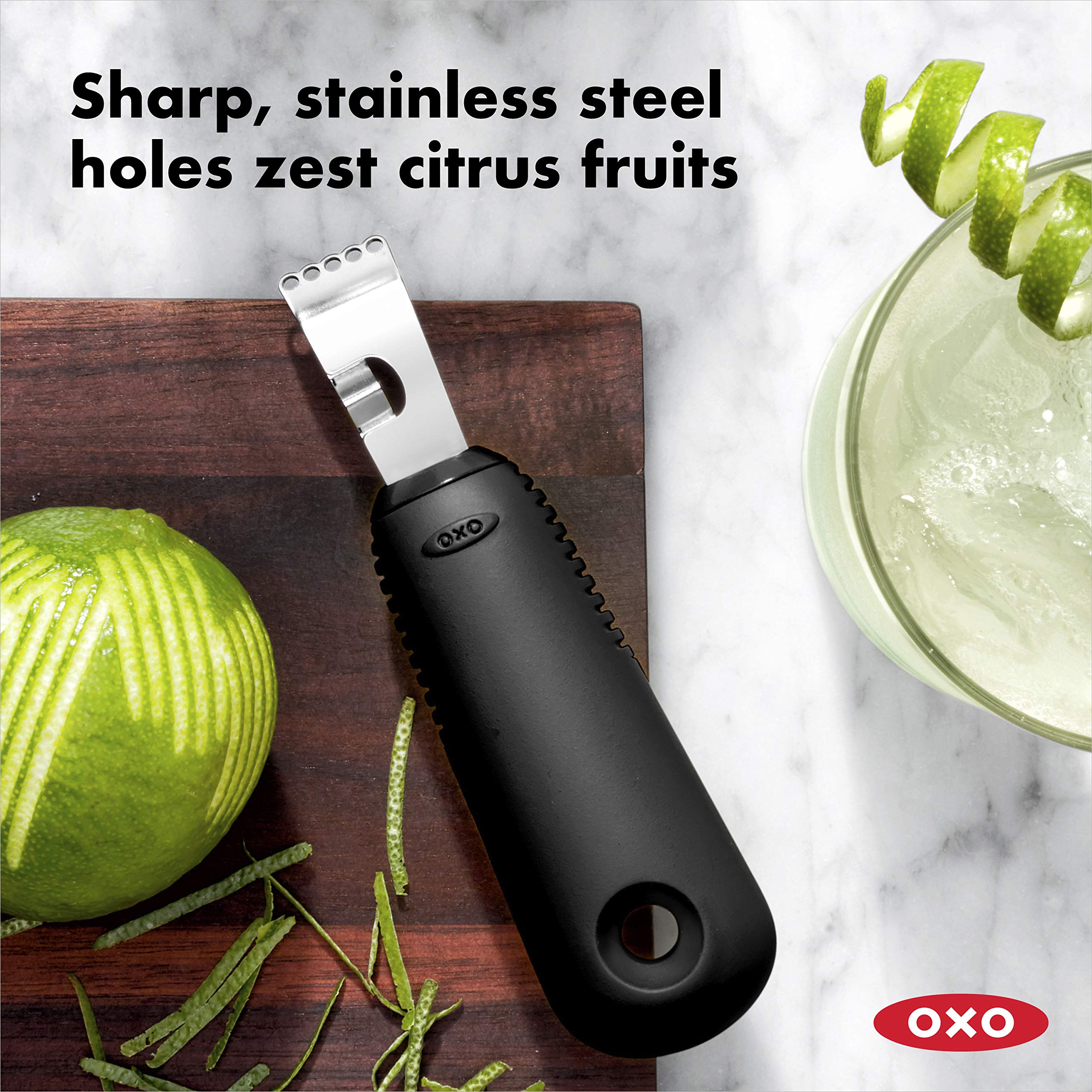 OXO Good Grips Citrus Zester with Channel Knife | Stainless Steel Head | Dishwasher Safe 3