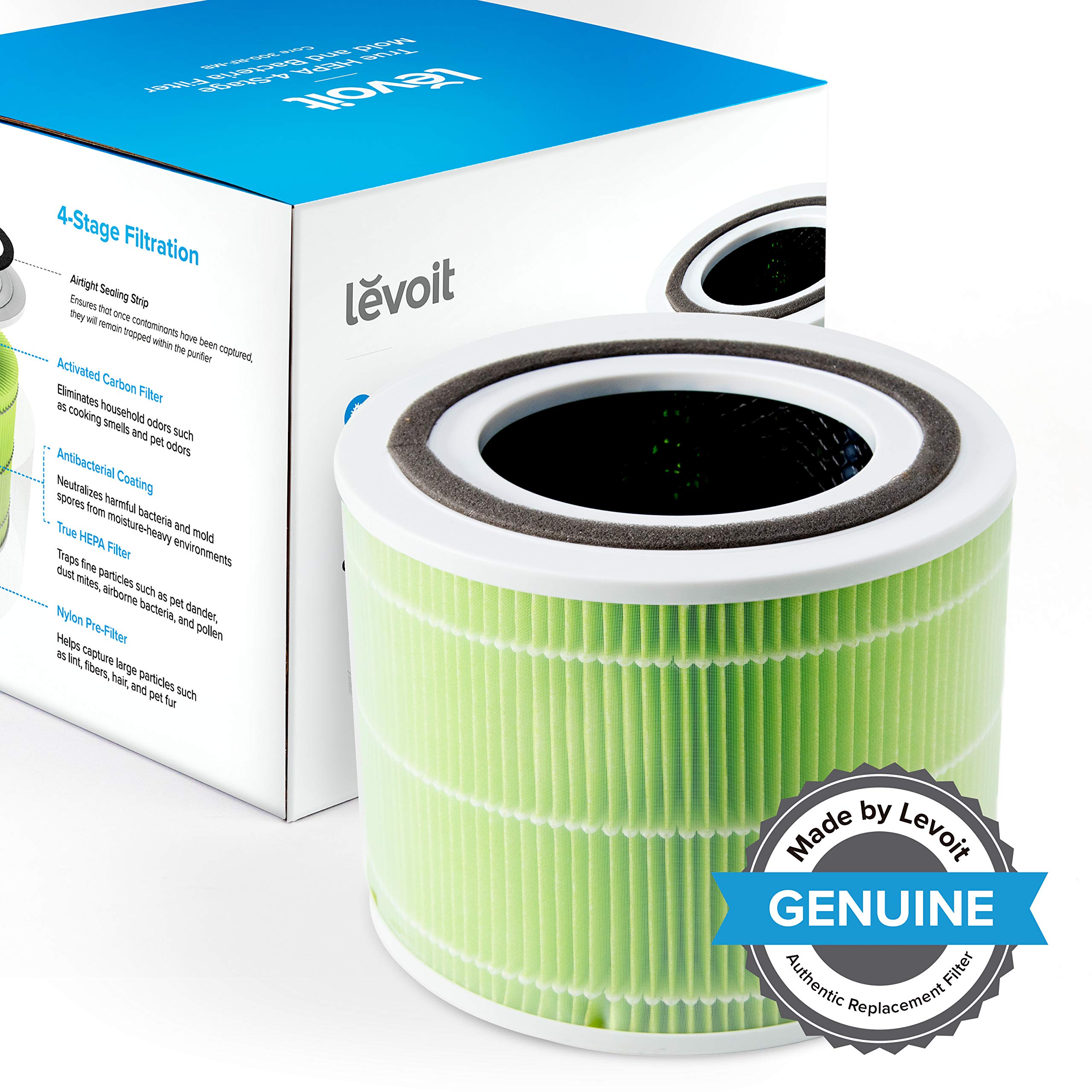 Levoit Core 300-RF-MB Replacement Filter - Mold & Bacteria, 3-in-1 HEPA, Activated Carbon | Green