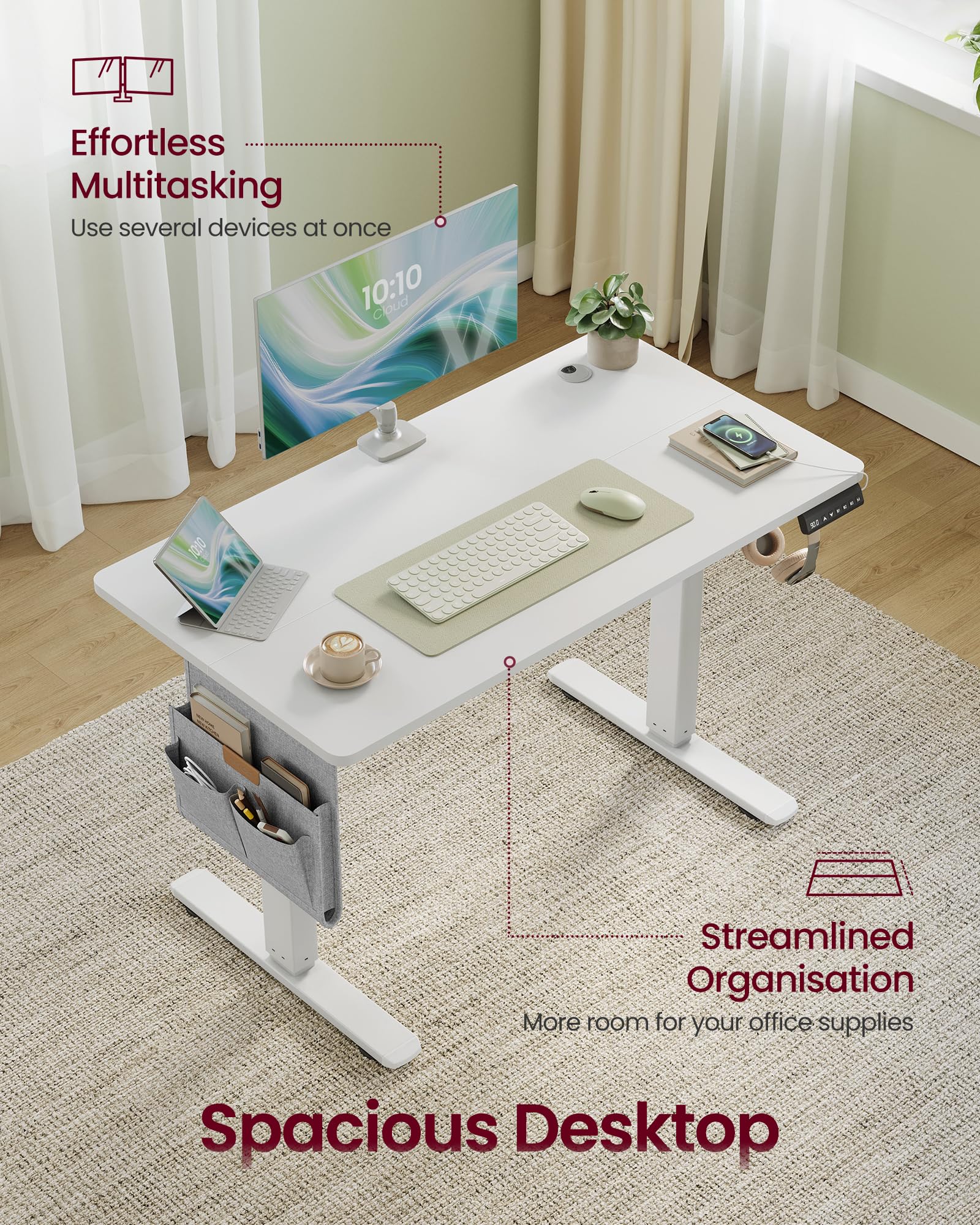 VASAGLE Electric Standing Desk - Height Adjustable 72-120 cm | 100 x 60 cm Top | Supports 70 kg 5
