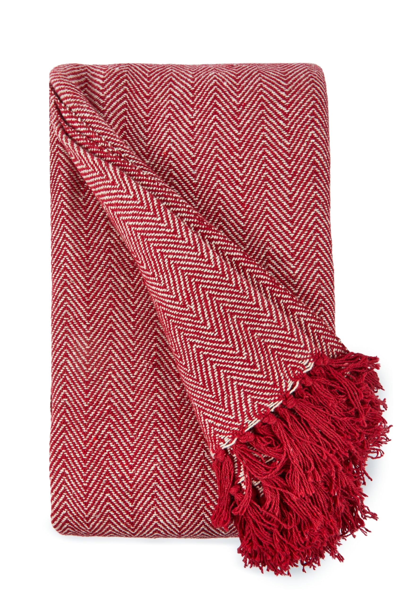 Emma Barclay Herringbone Throw - 100% Recycled Cotton | Red | 50x60" 6