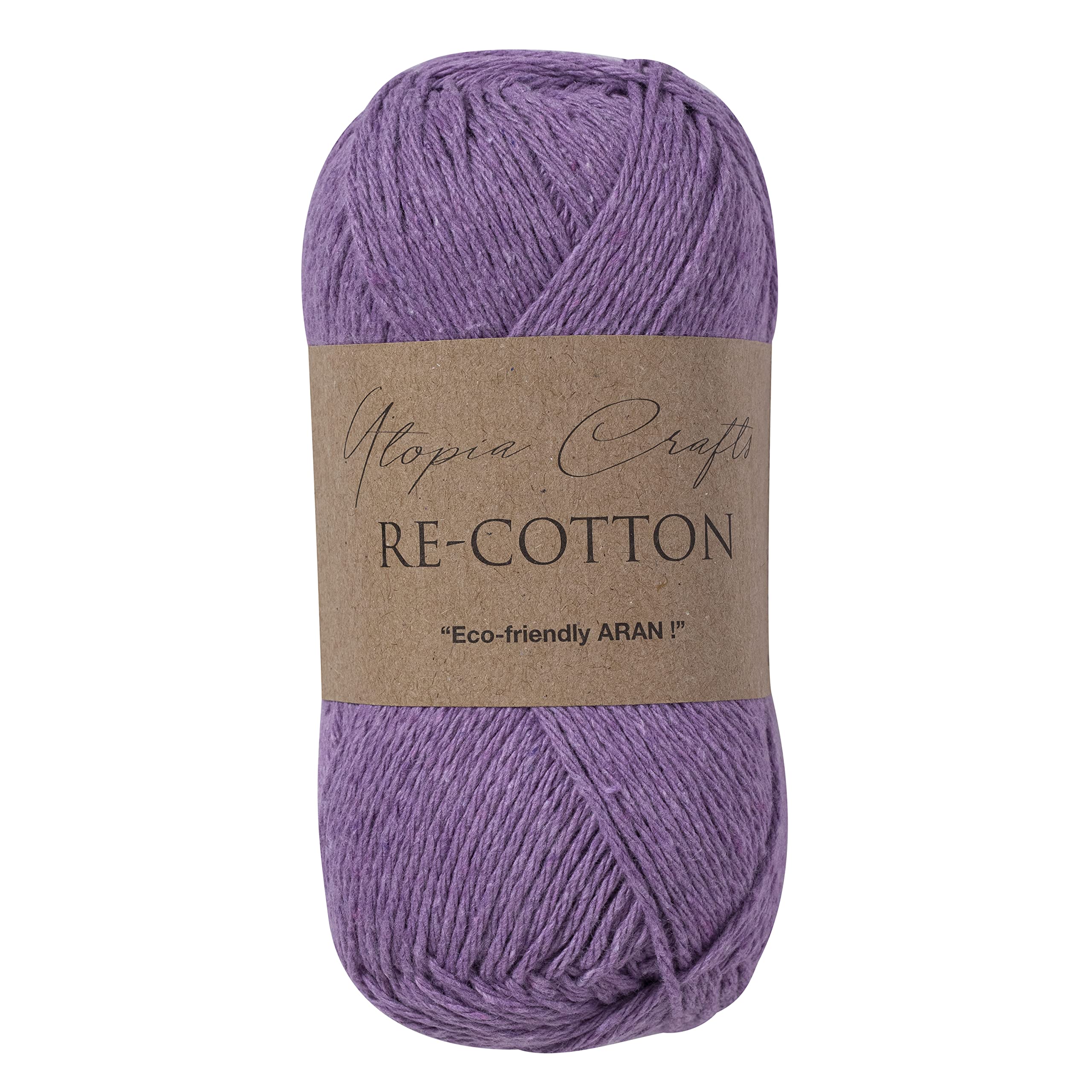 Utopia Crafts Re-Cotton DK Knitting Yarn - Muted Purple | 100g | 150m | Oeko-Tex Certified 2