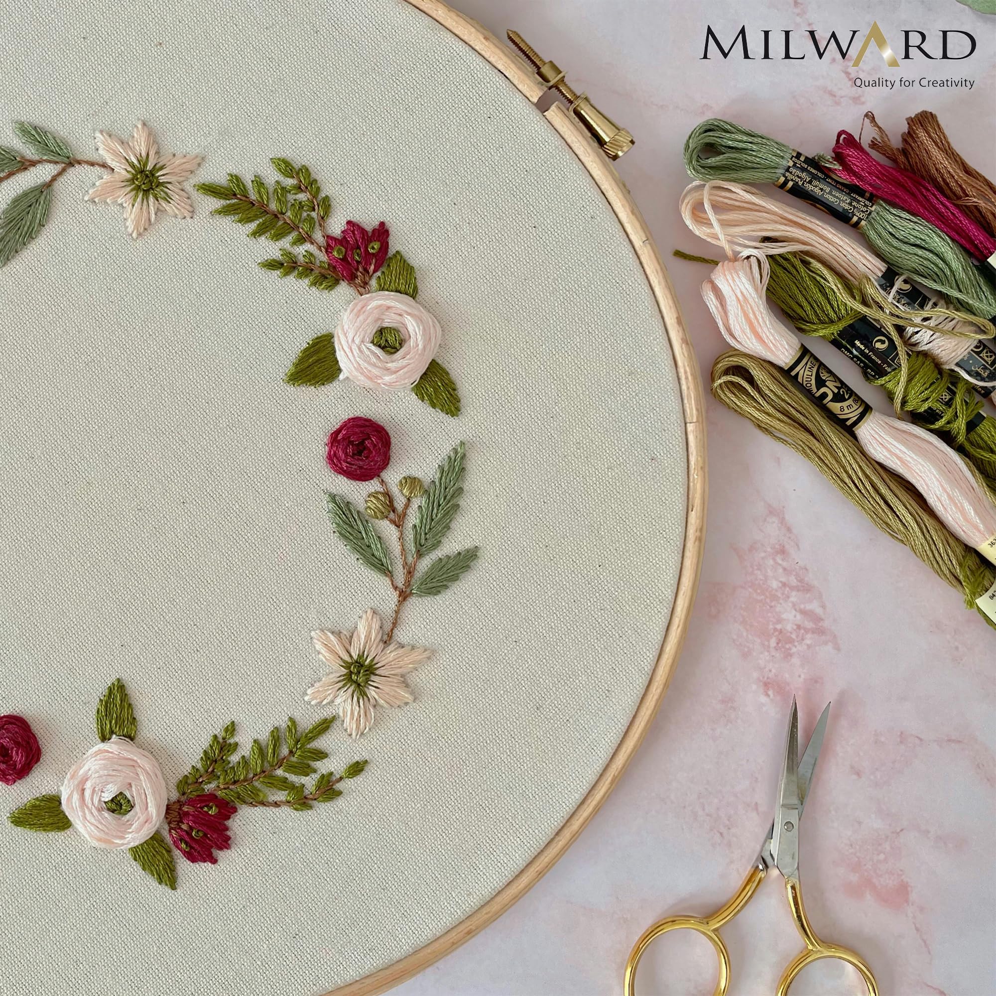 Elbesee Wooden Embroidery Hoop - 7 Inch (17cm) Diameter | Adjustable Metal Screw | Natural Beechwood 9