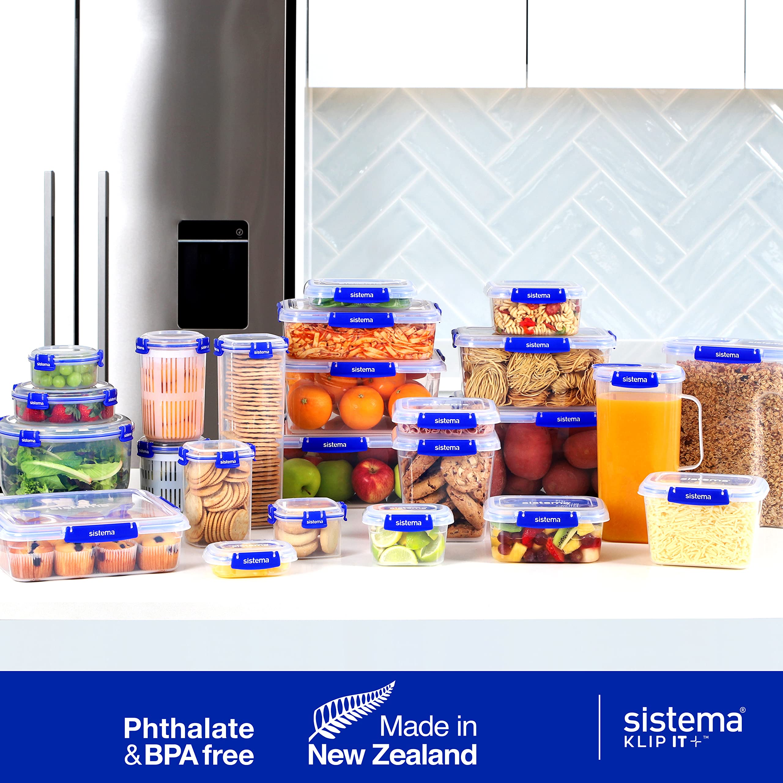 Sistema KLIP IT PLUS Leakproof Food Storage Containers - 2.2 L, 1 L, 400 ml | Airtight & Stackable | 6 Count 6
