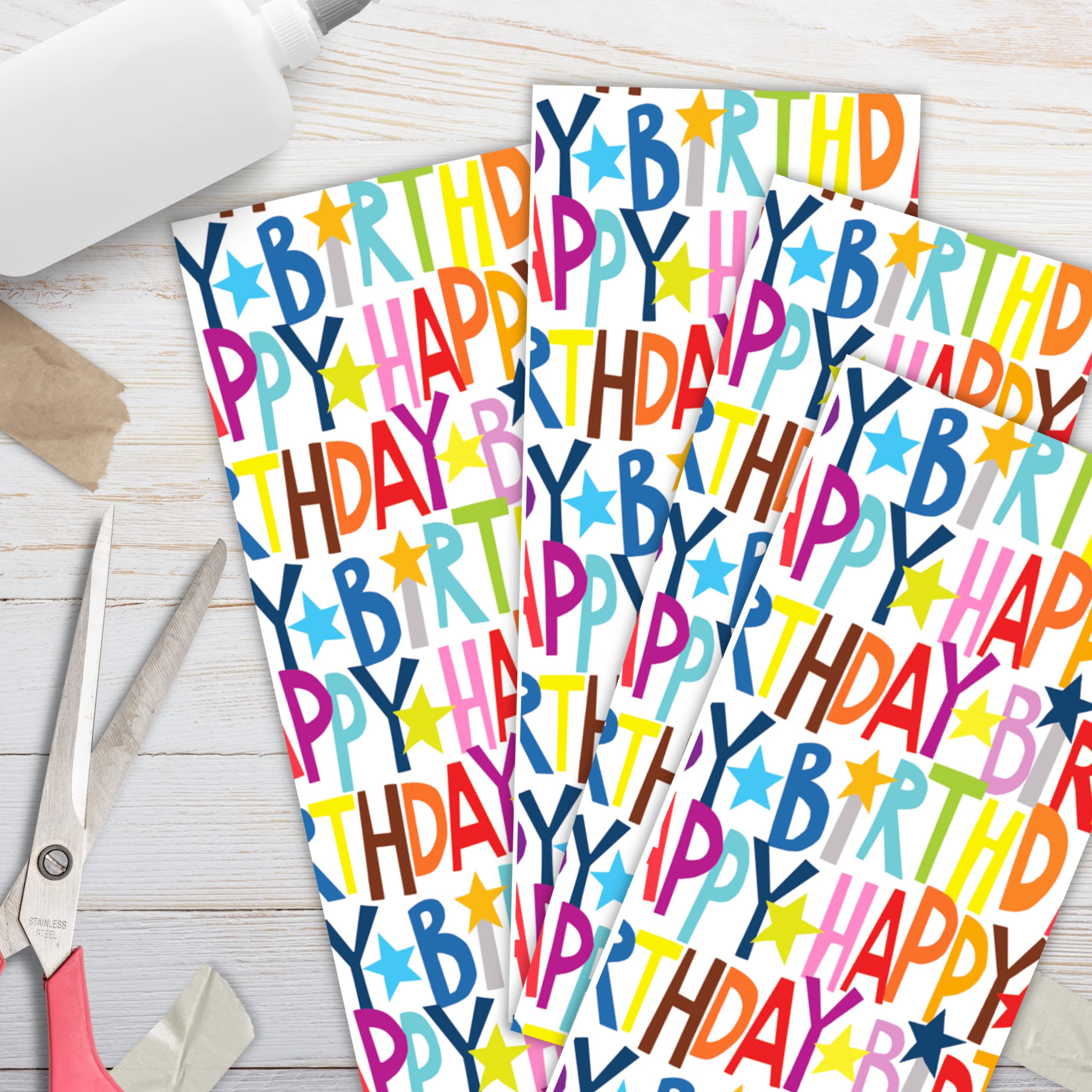 Glick Happy Birthday Kraft Tissue Paper - 4 Sheets | 500mm x 750mm | Luxury Gift Wrap 5
