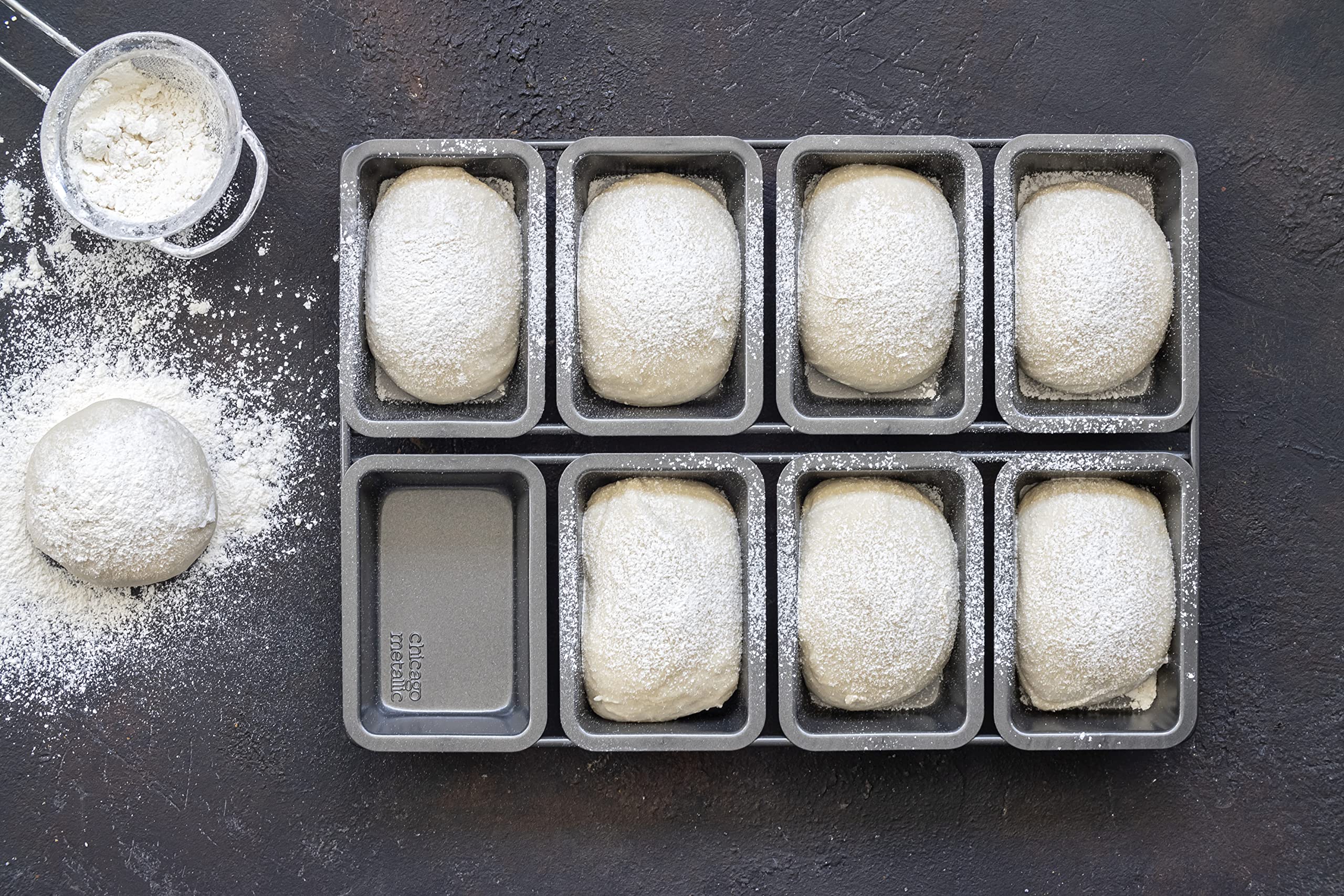 Chicago Metallic Professional Non-Stick Mini Cake Pan - 8 Cups, Grey | Heavy-Duty Steel 4