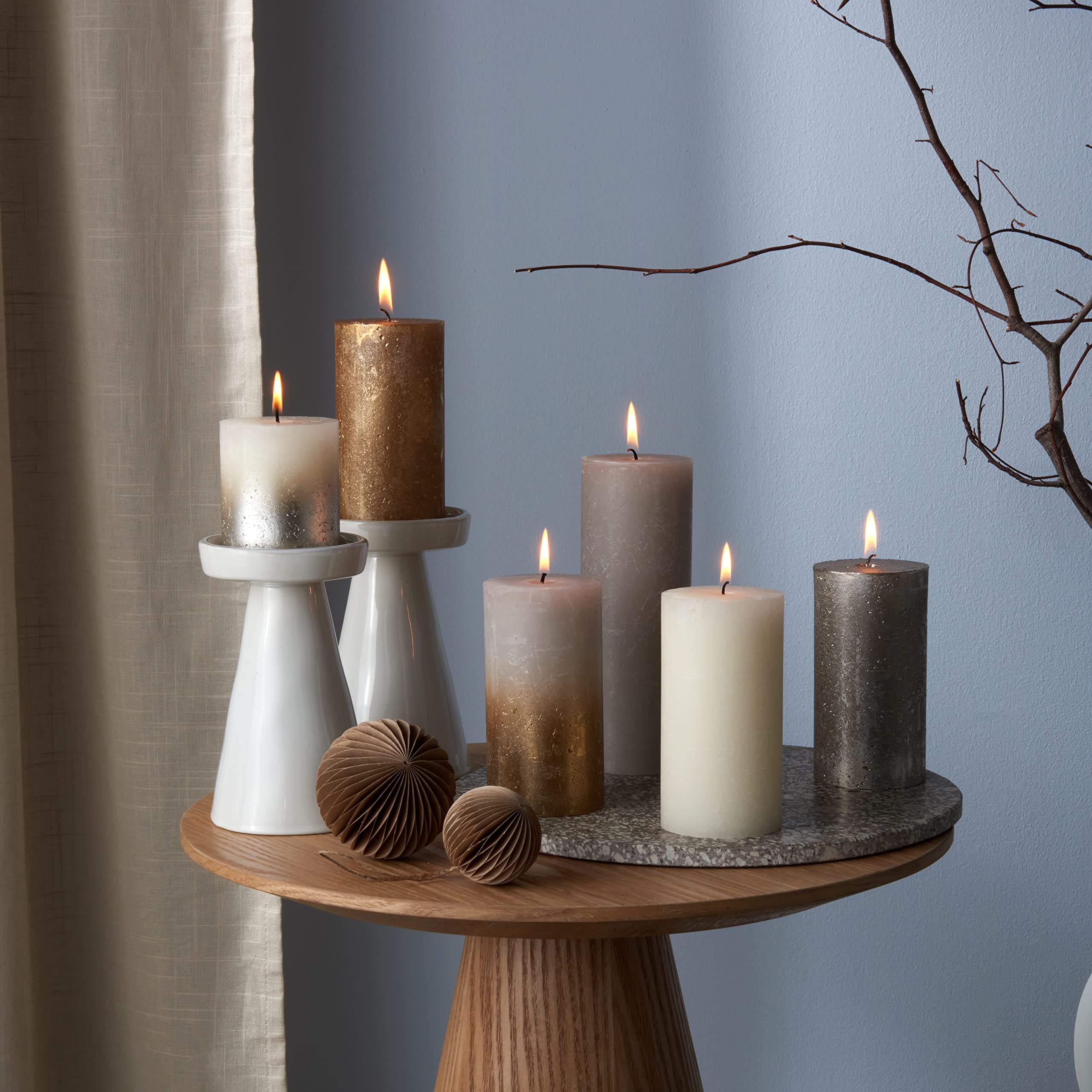BOLSIUS Rustic Candle Gift Set - 6 Unscented Candles | Long Burning Time | Vegan Wax