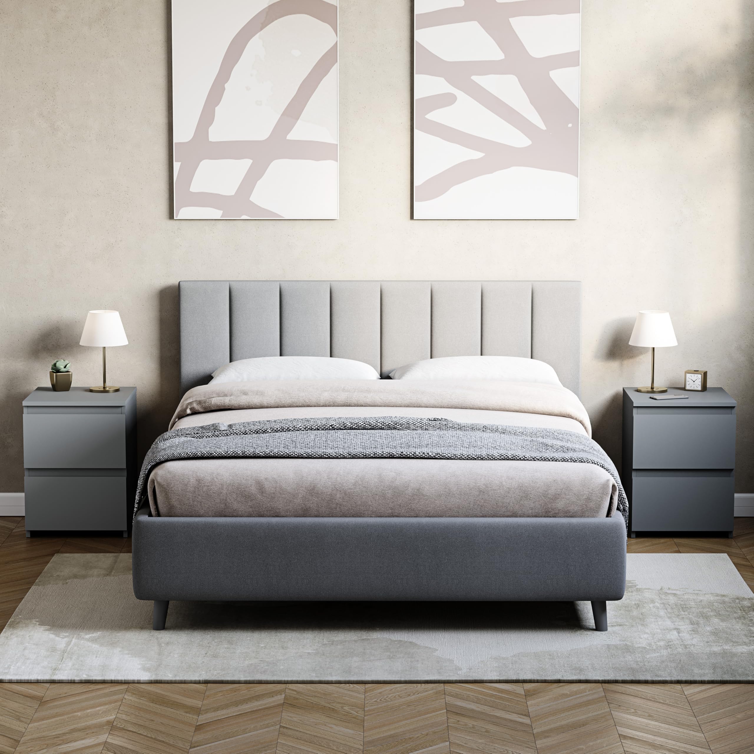 Vida Designs Denver 2 Drawer Large Bedside Cabinet | Grey Metal Construction | H48 x W39.5 x D39.5 cm 7