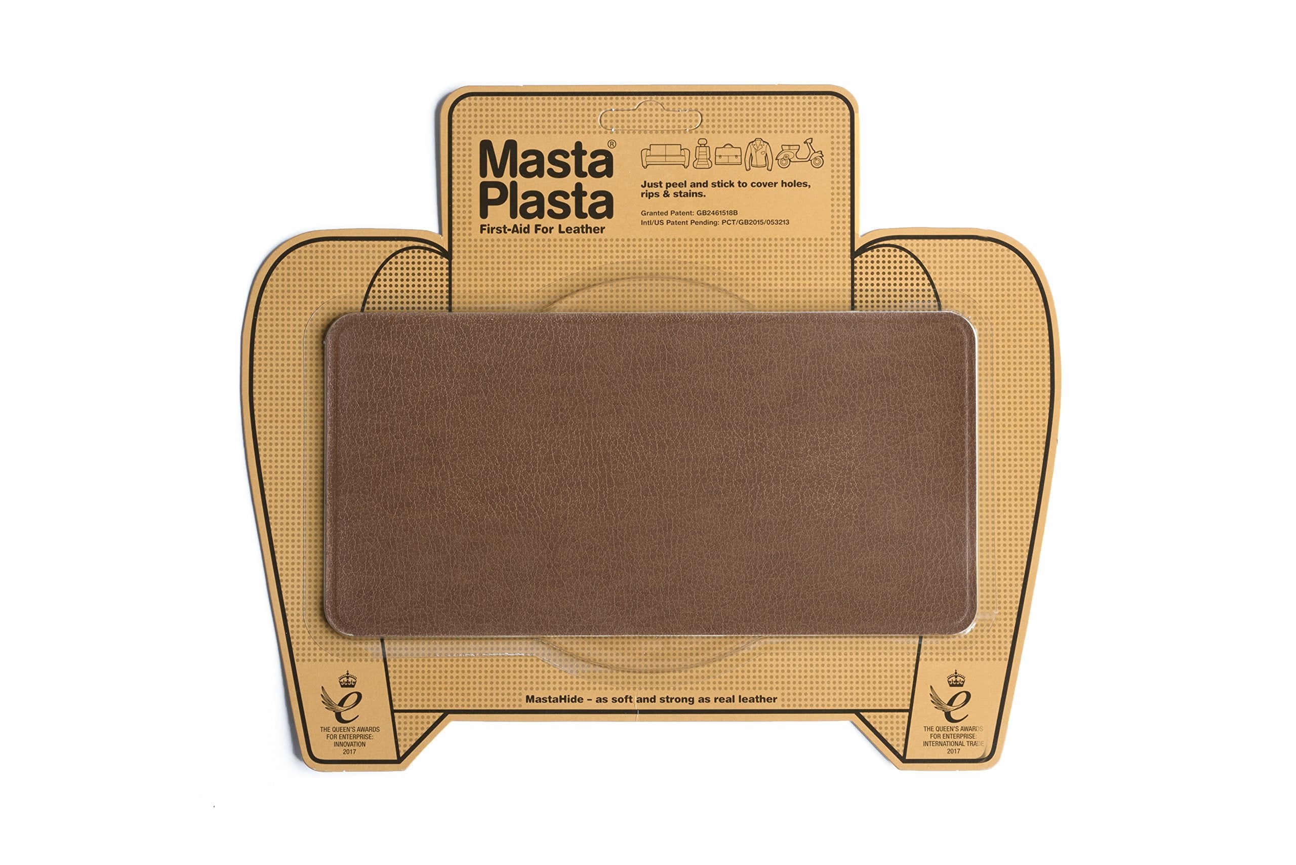 MastaPlasta Self-Adhesive Leather Repair Patch - Tan | 20cm x 10cm | Upholstery Quality