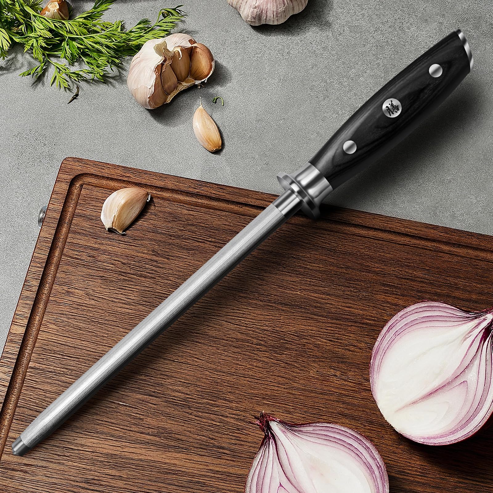 SHAN ZU Honing Steel 20CM Japanese Knife Sharpening Steel High Carbon Sharpening Rod 6