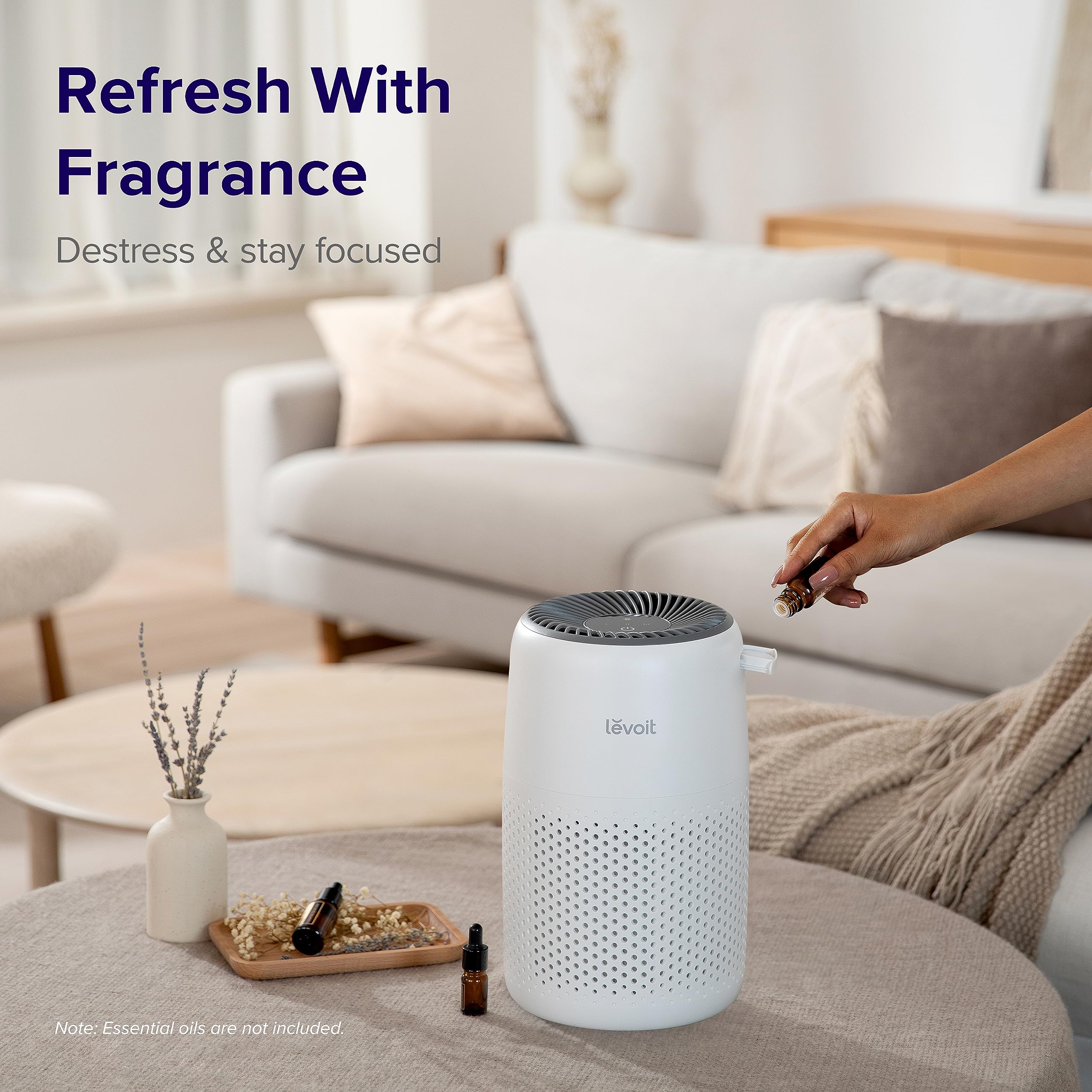 Levoit Core Mini Air Purifier for Home & Bedroom | 3-Layer HEPA Filter | 34㎡ Coverage | Aroma Pad 9
