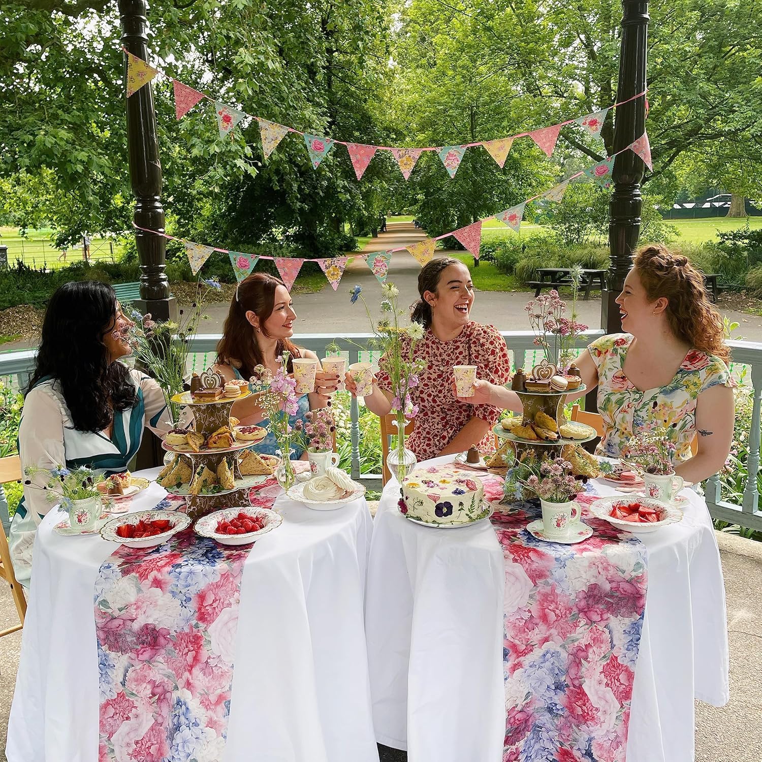 Talking Tables Pretty Floral Napkins - Pack of 50 | Pink Paper | 33cm Unfolded | Afternoon Tea & Partyware 11