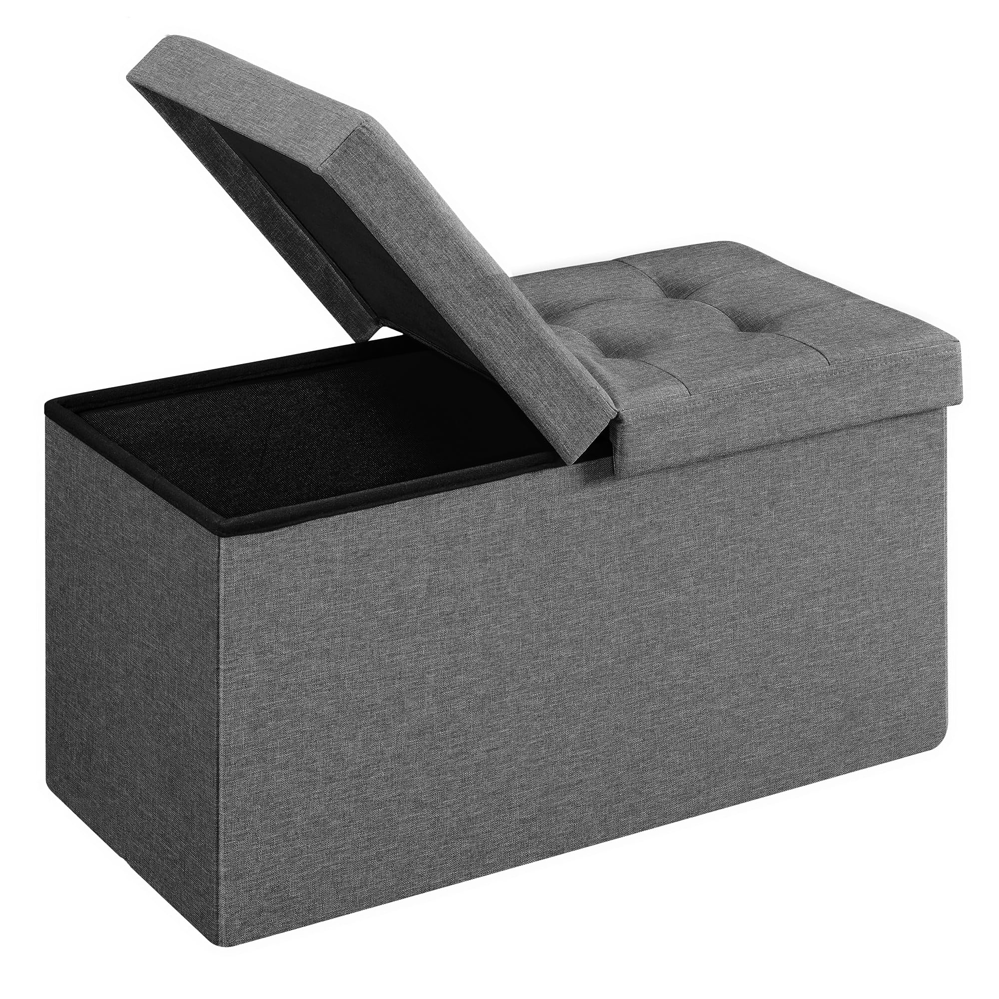 SONGMICS Storage Ottoman - Tufted Chesterfield Style | 80L Capacity | 300 kg Load | Dark Grey