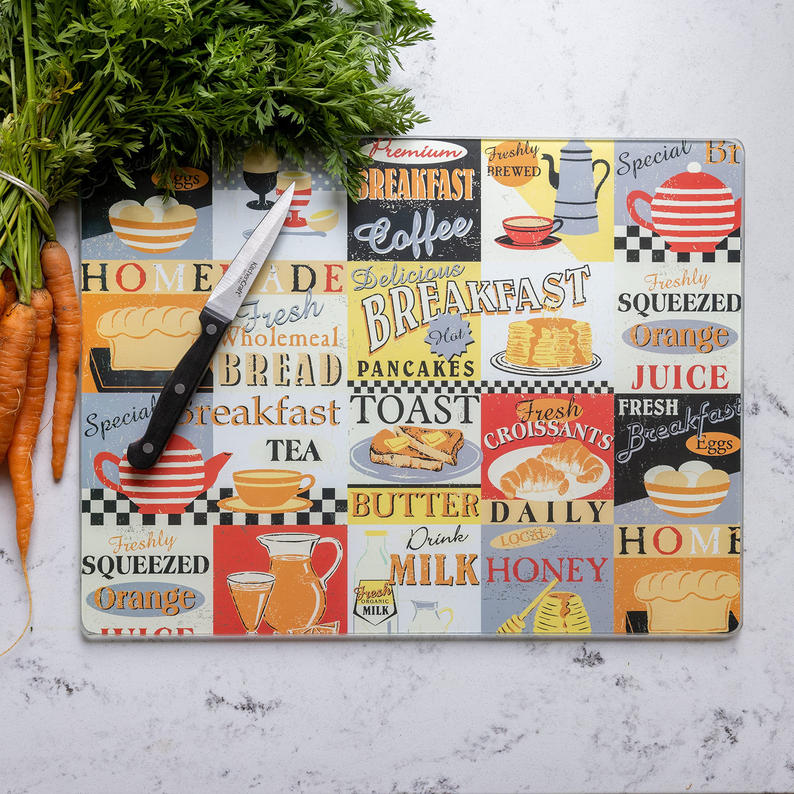 Creative Tops Everyday Home Glass Worktop Saver - Retro Breakfast Design | 40 x 30 cm 4