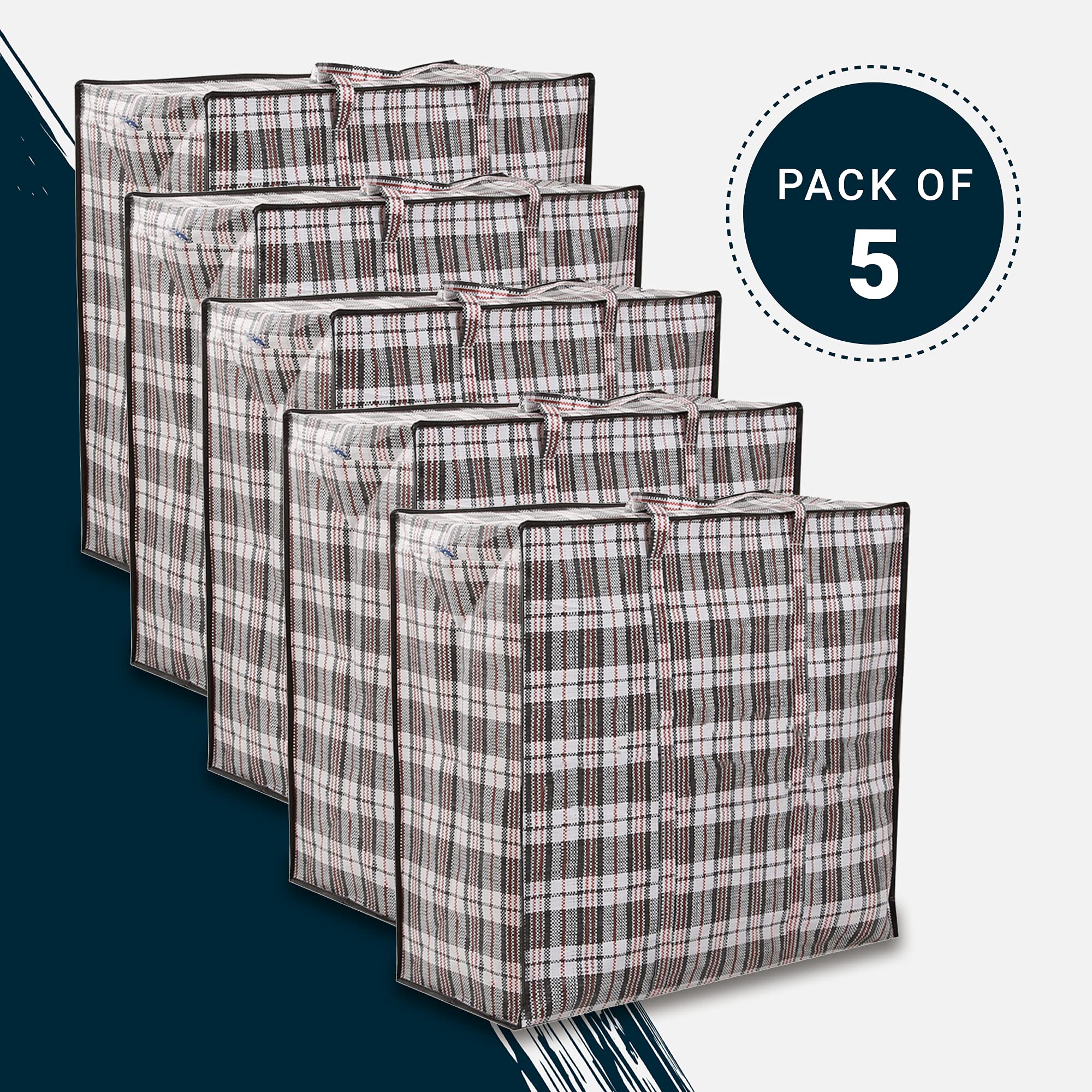 Zuvo Large Laundry Bags with Zip (5-Pack) - Waterproof, Durable Reusable Storage | 60x50x25 cm 2