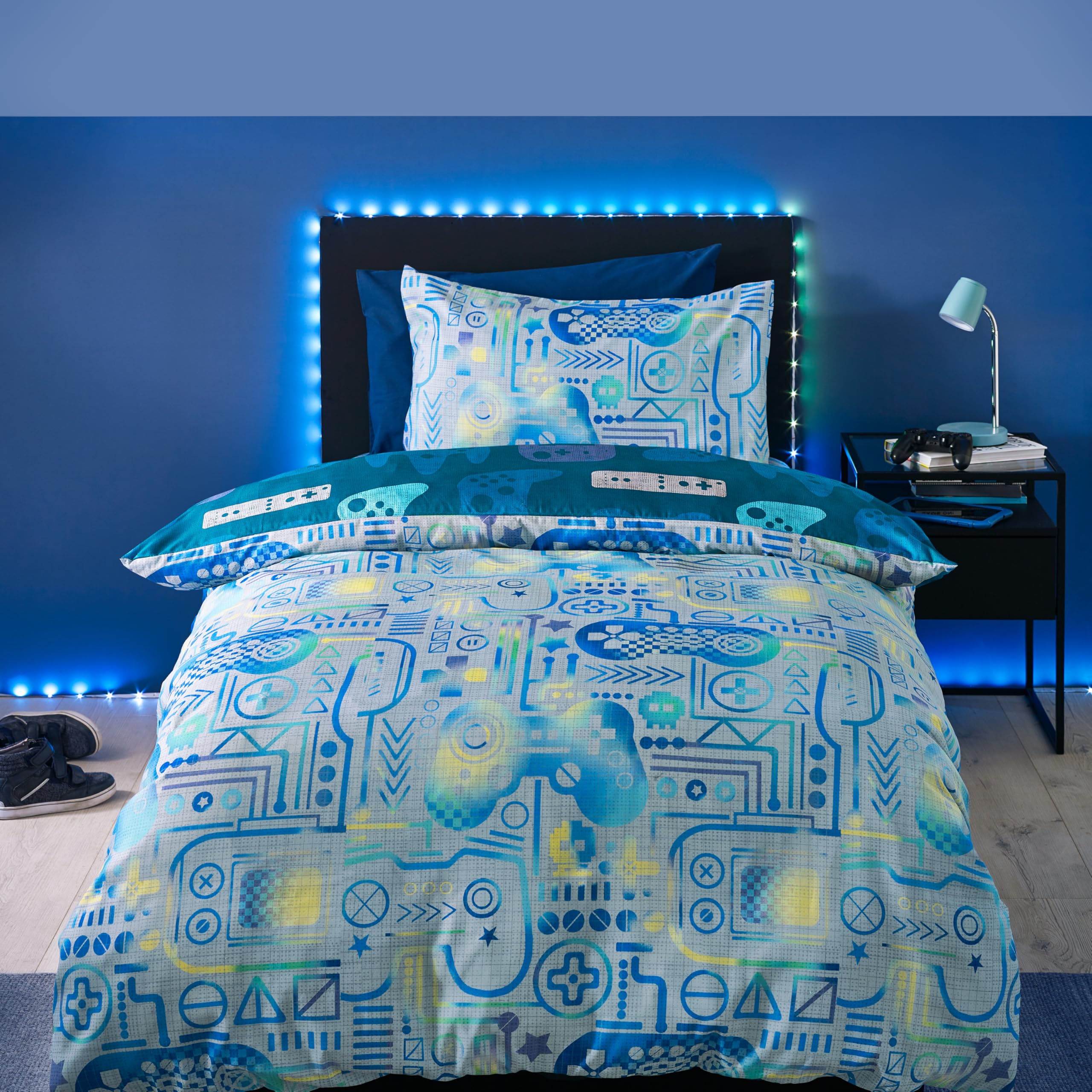 Catherine Lansfield Kids Gamer So Soft Single Duvet Cover Set | Reversible Microfibre | Grey 1