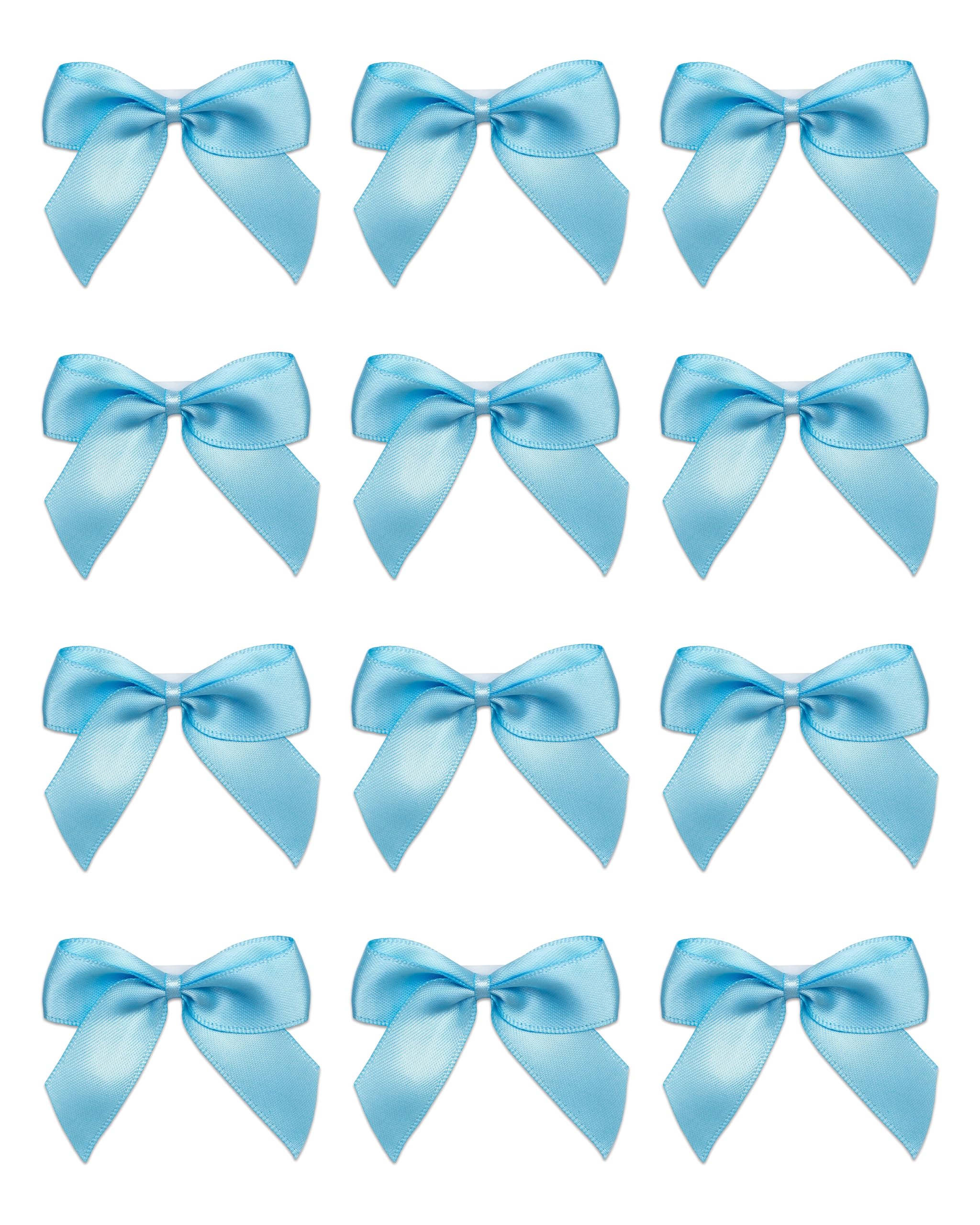 Italian Options Satin Self Adhesive Ribbon Bows - 5 cm, 12 Pack | Pale Blue | Craft & Gift Embellishment 1
