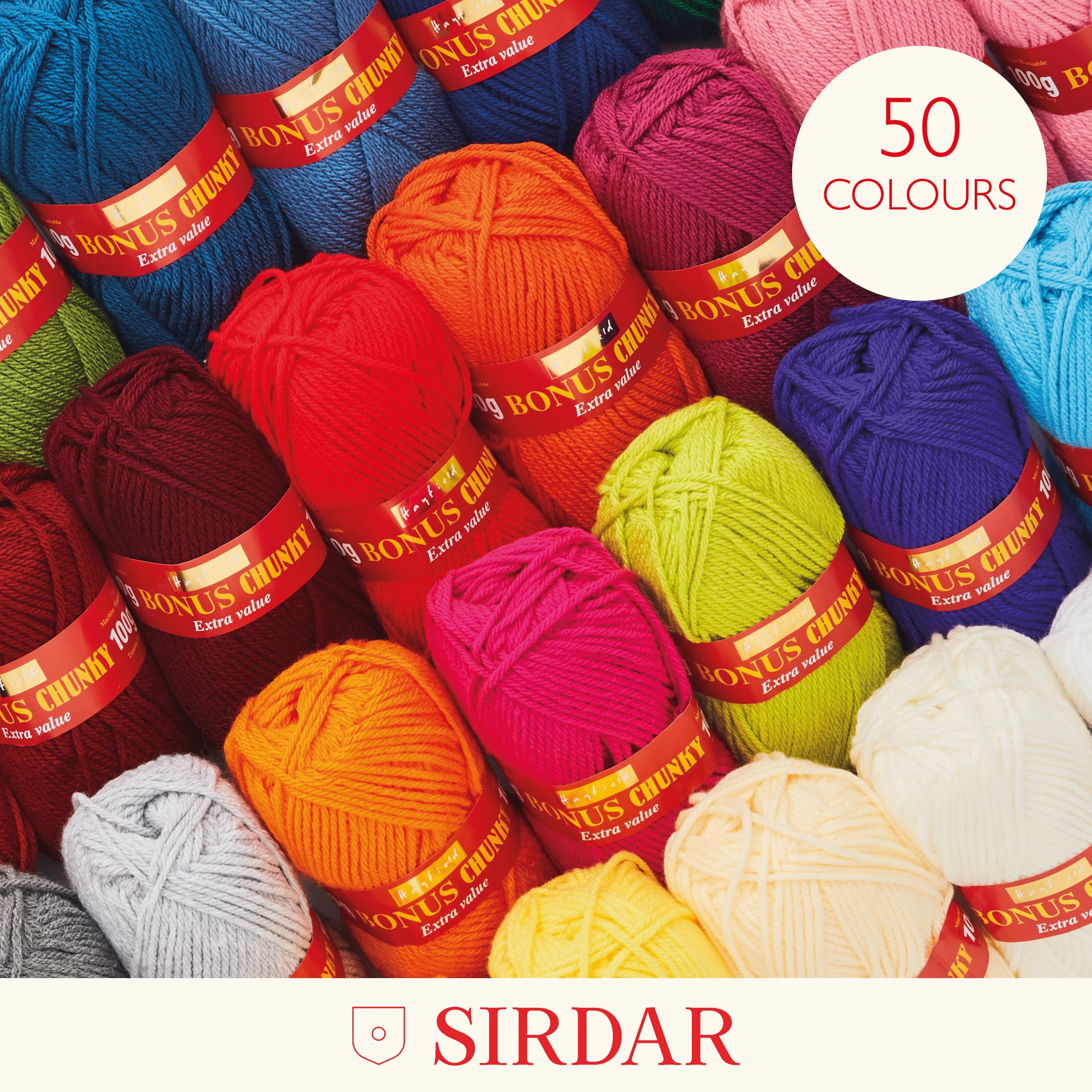 Sirdar Hayfield Bonus Chunky Yarn - 100% Acrylic, Black (965) | 100g Ball | 137m 2