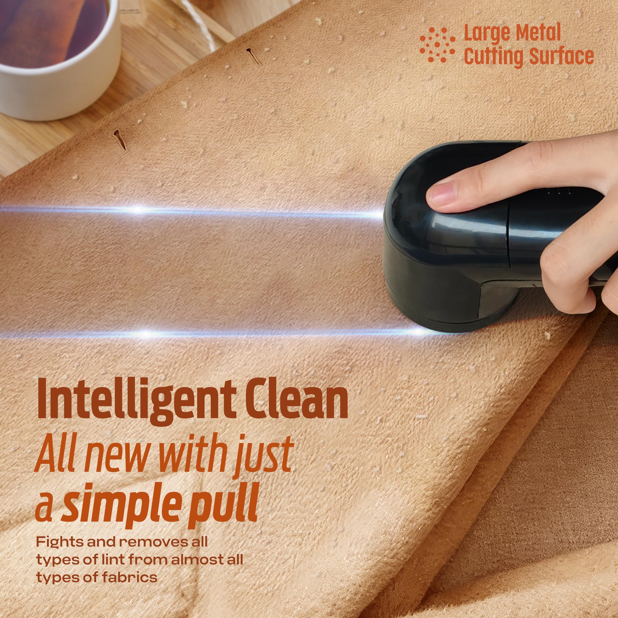 PORTENTUM Electric Lint Remover - Stainless Steel Blades for Clothing Pilling | Includes Batteries & Brush 6