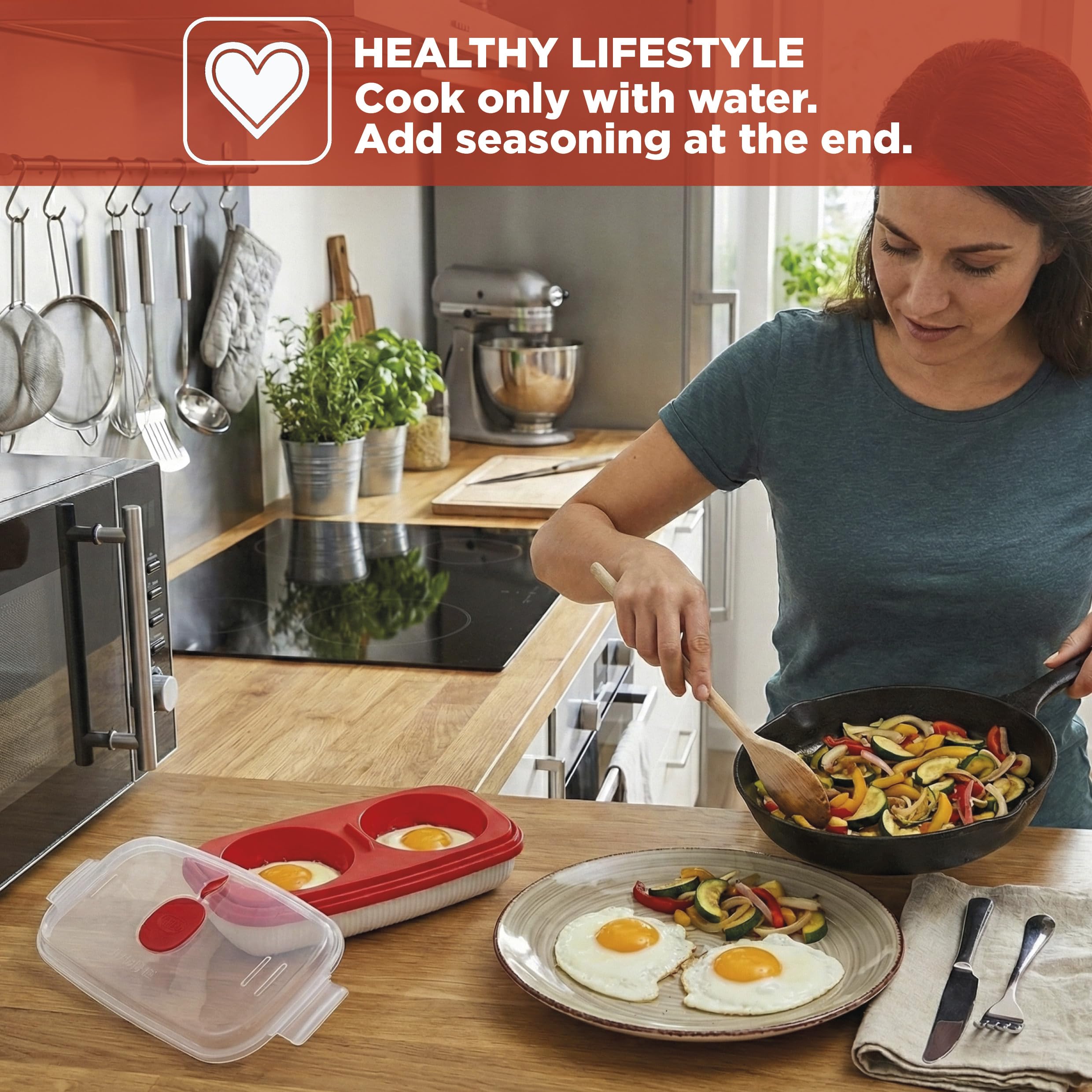 Snips Microwave Egg Poacher and Omelette Maker - 0.75L Capacity | 100% Made in Italy | 0% BPA 5