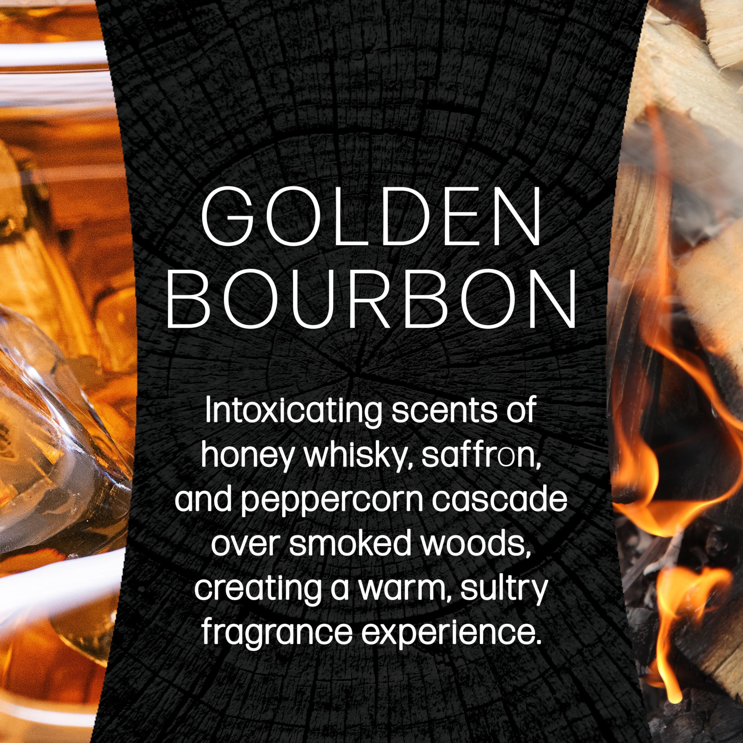 WoodWick Golden Bourbon Scented Specialty Candle | Crackling Wooden Wick | Up to 50 Hours Burn Time | Ellipse Glass Design