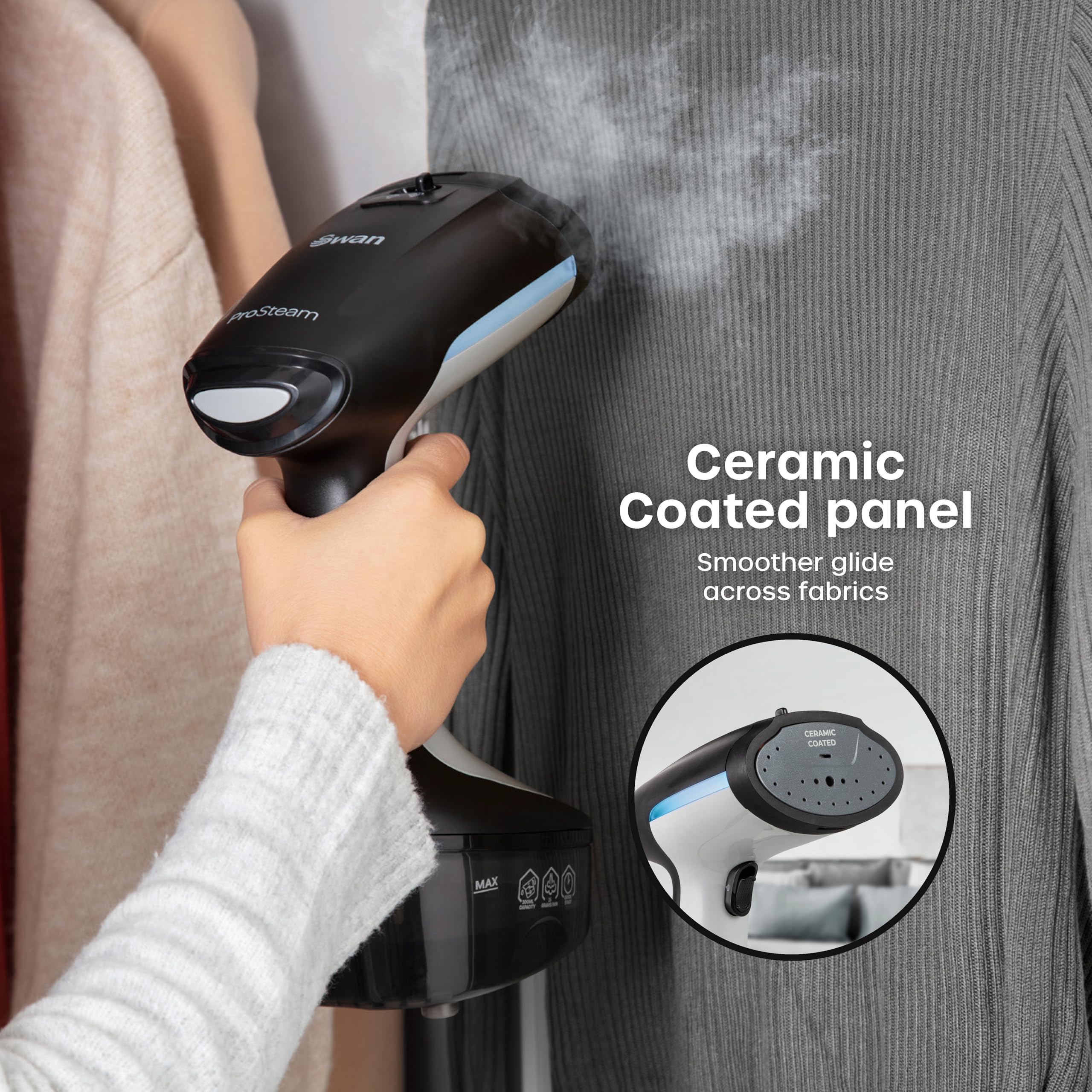 Swan Portable Garment Steamer - 1500W Power | 300ml Tank | Kills 99.99% Bacteria 6