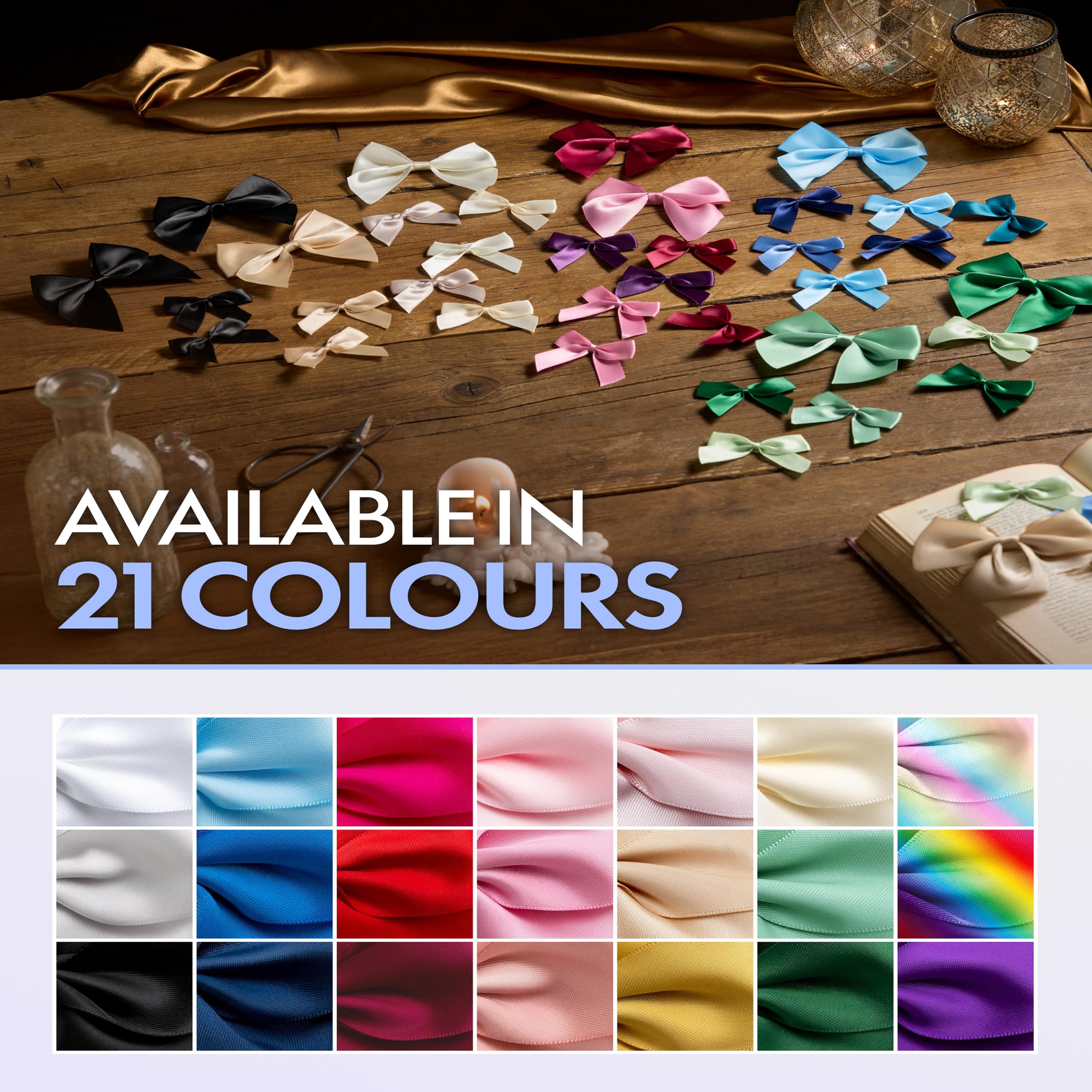Italian Options Satin Bows - Self-Adhesive, Non-Fraying, 10 cm | 6 Pack Gold 3