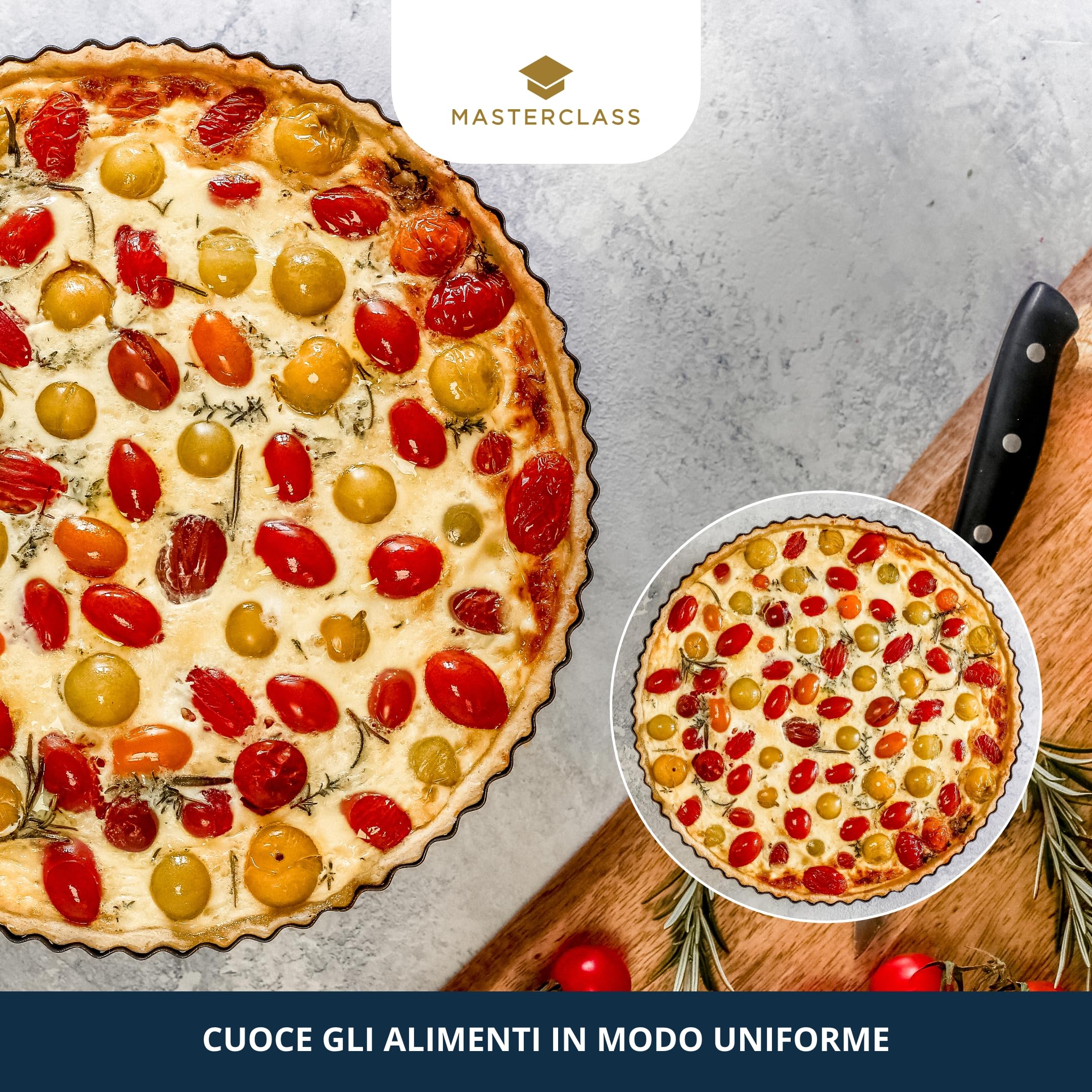 MasterClass Non-Stick Loose Tart and Quiche Tin - Fluted Carbon Steel, Round 23cm (9") 4