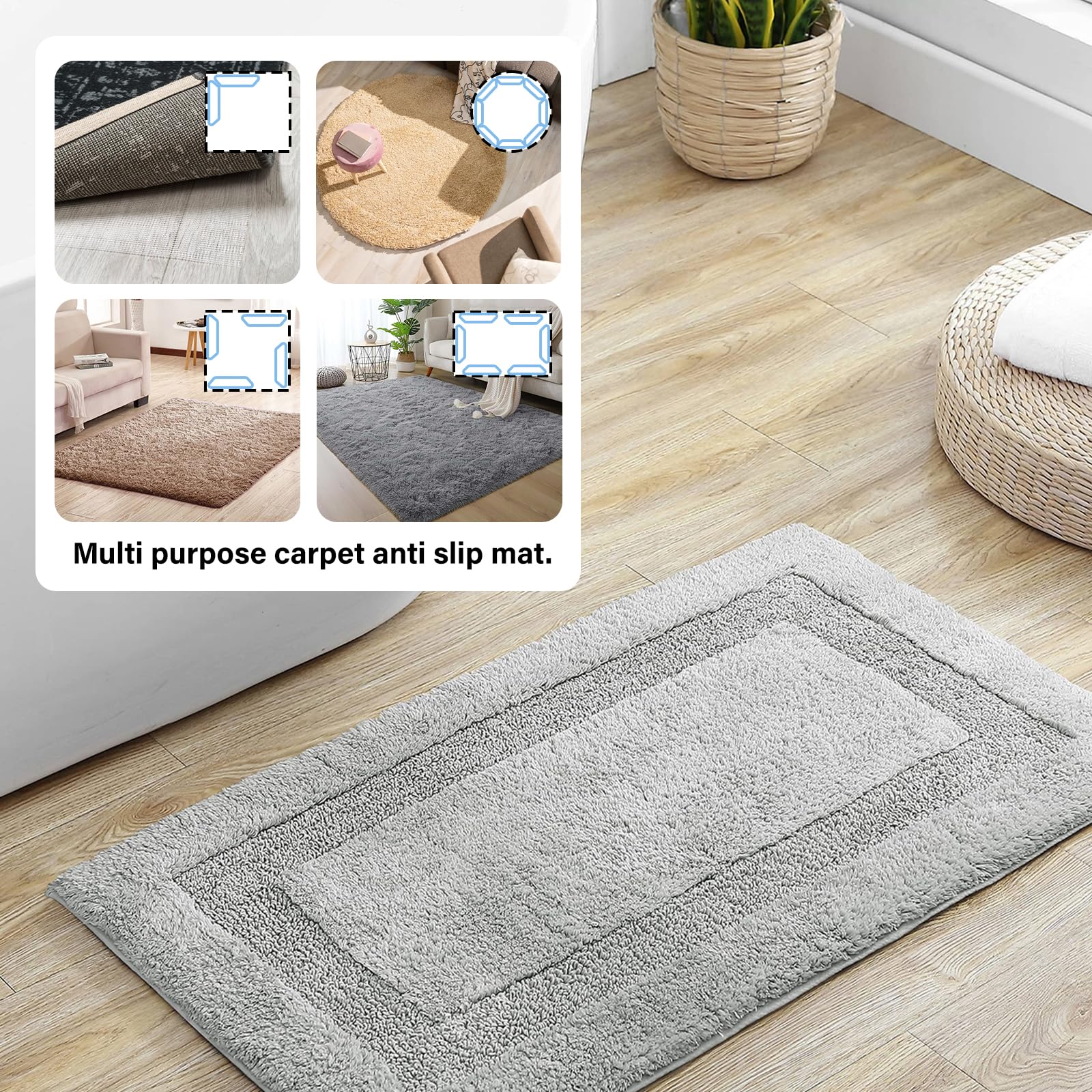 Muexoee 24 Pack Reusable Anti-Slip Rug Grippers - Black | Washable & Durable Adhesive 6